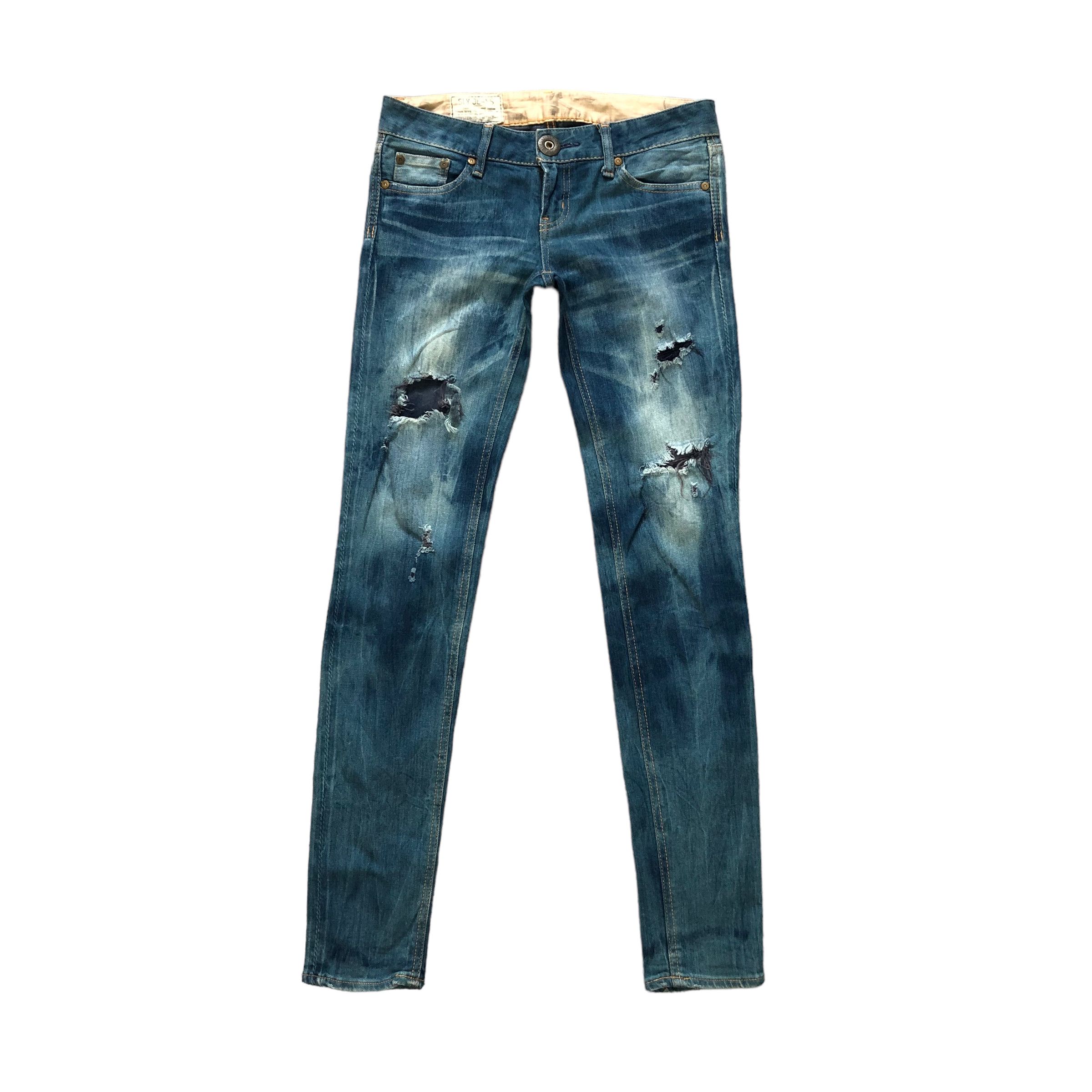 Japanese Brand TRASHED🔥 SLY JEANS COME ON IN LOW RISE DENIM PANT #7283-125 Size 31" - 1 Thumbnail