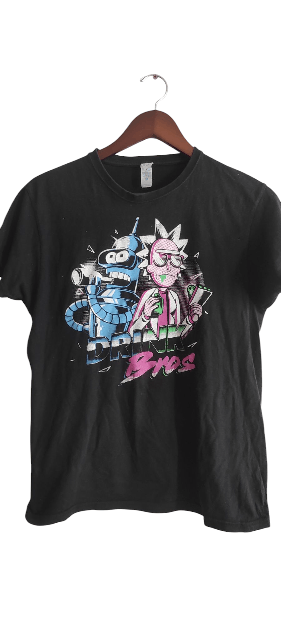 Anime × Vintage Morty Drink Bros Rick Bender Mens Graphic Printed T shirt Size US XS / EU 42 / 0 - 1 Thumbnail