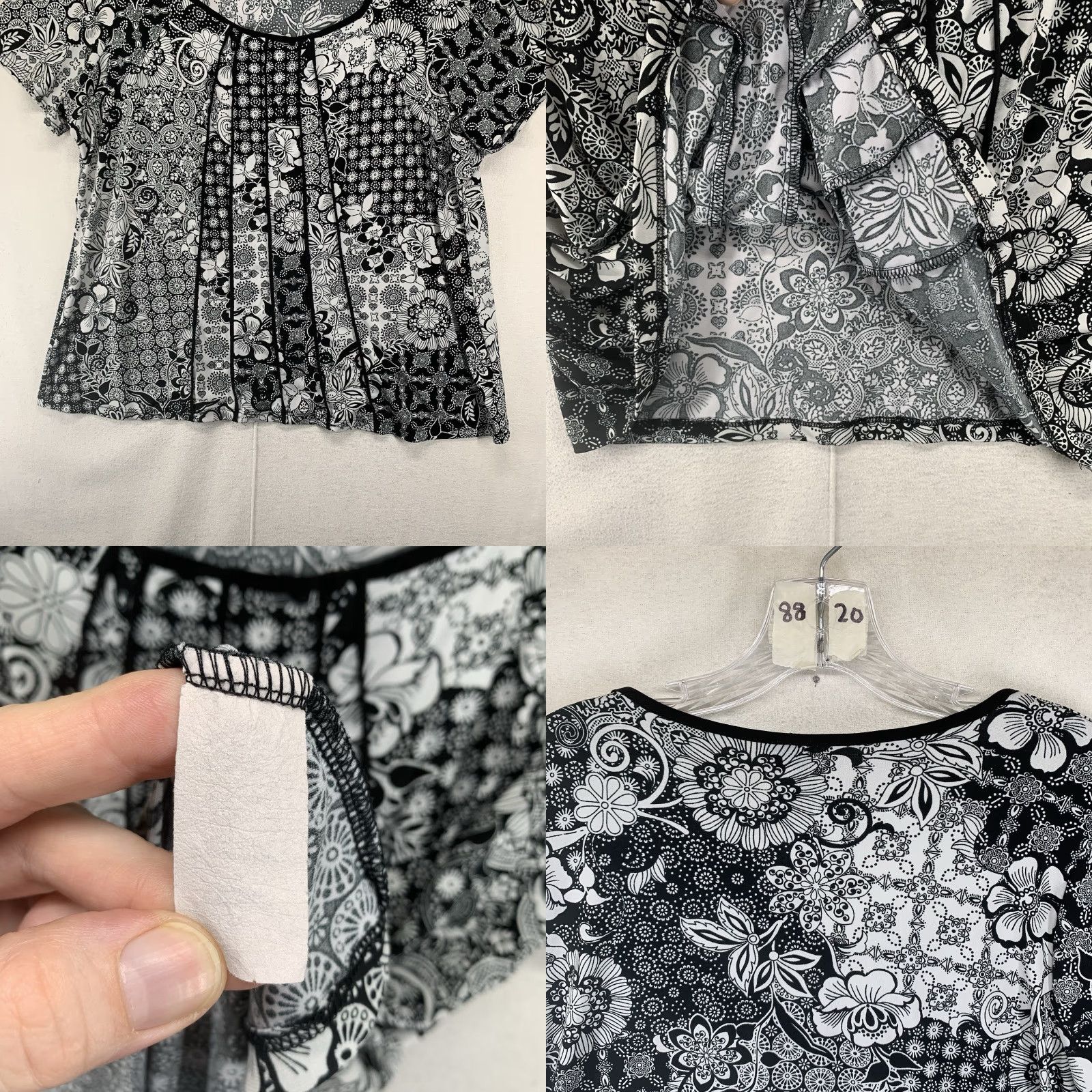 Vintage Susan Lawrence Vintage 90's Y2K Top Black and White Burnout Slimming 2X Blouse Womens Size XXL / US 16-18 / IT 52-54 - 8 Thumbnail