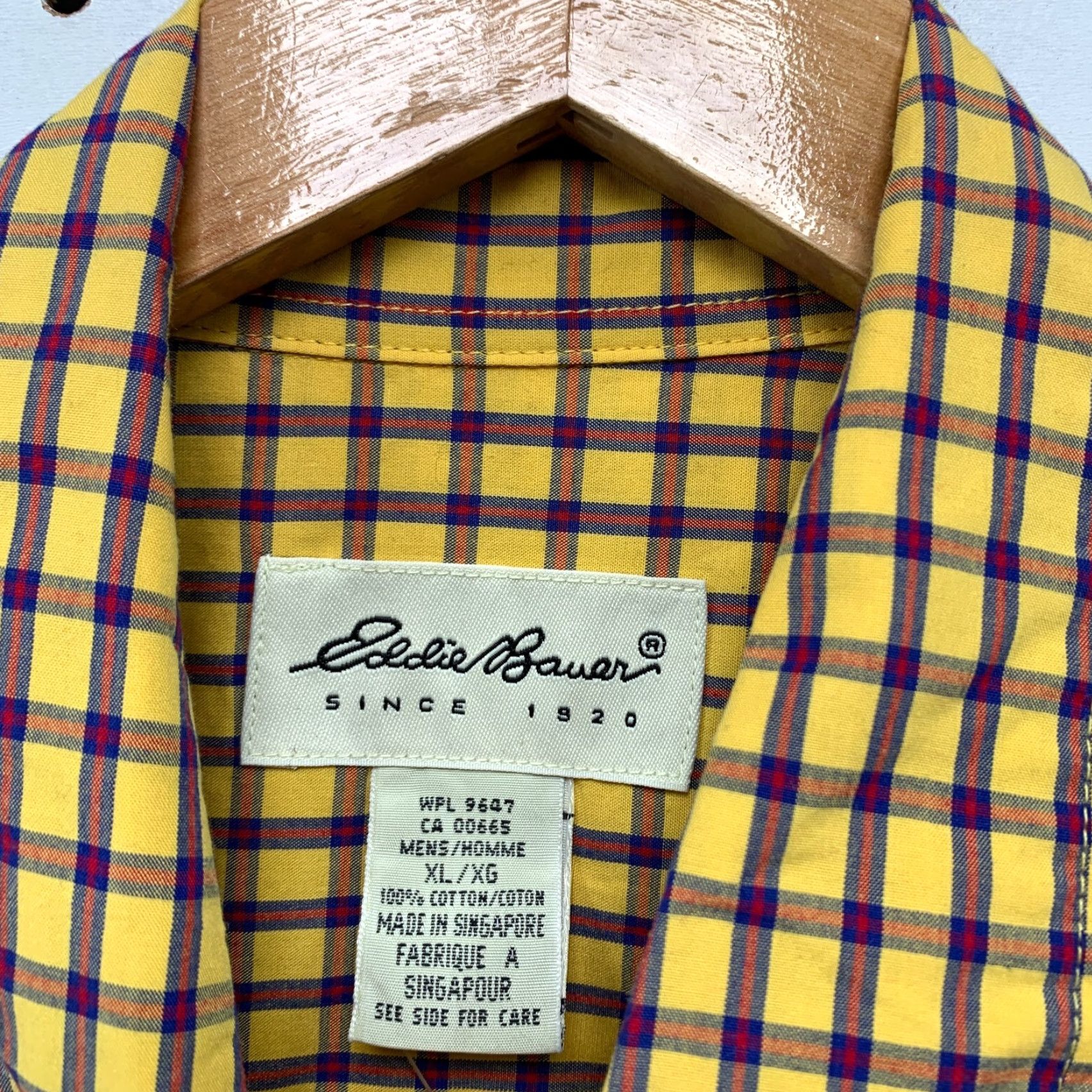 Eddie Bauer Eddie Bauer Short Sleeve Button-Up Shirt Mens XL Yellow Blue Check Woven 90s Size US XL / EU 56 / 4 - 7 Thumbnail