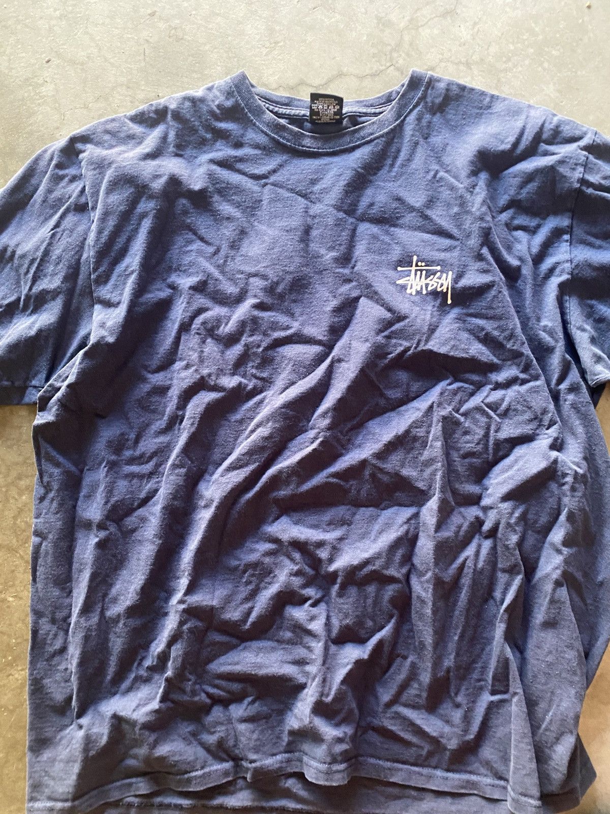 Stussy × Vintage Stussy Navy Script Tee Size US XL / EU 56 / 4 - 1 Thumbnail