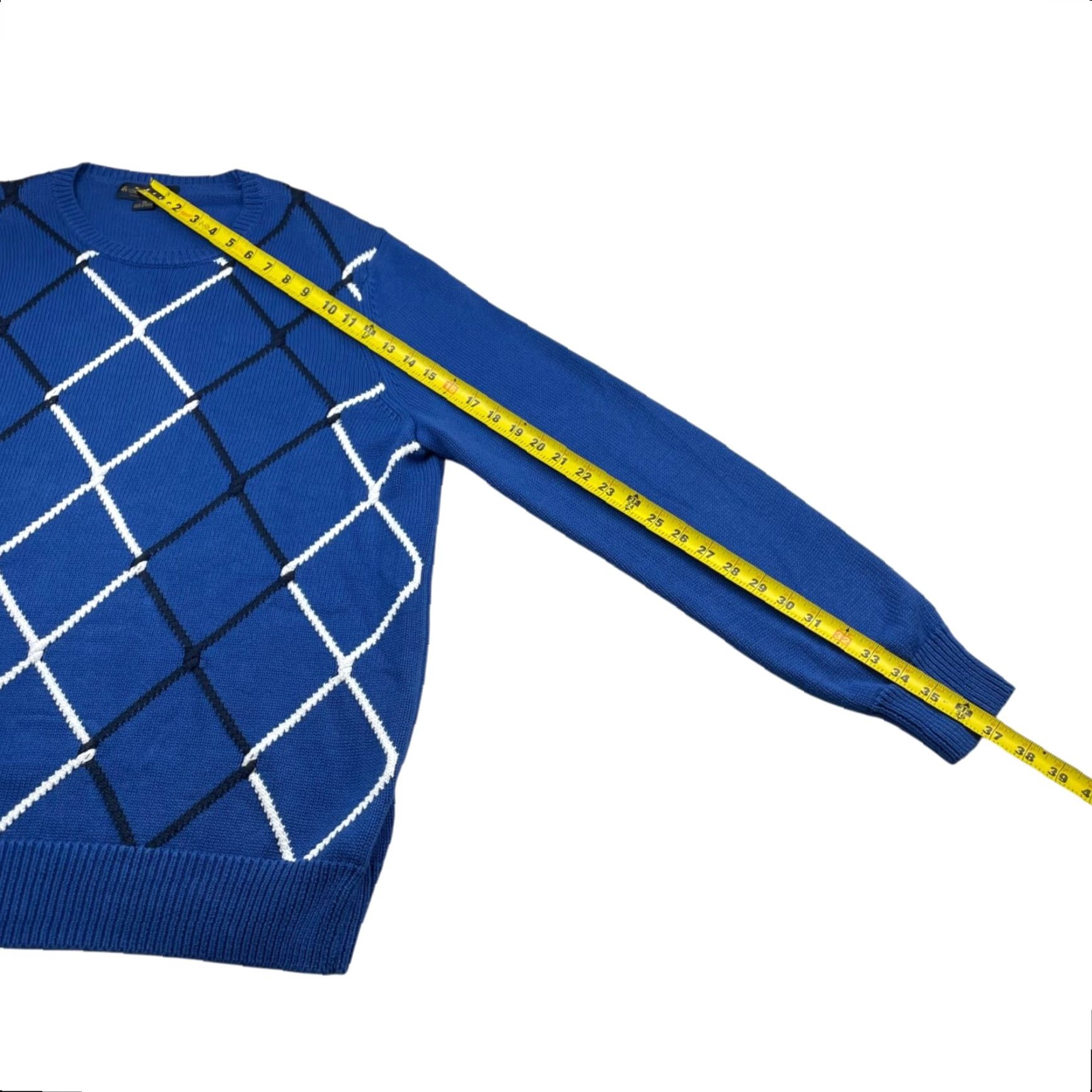Brooks Brothers Brooks Brothers Men’s Textured Knit Pullover Sweater Blue Argyle XL Crew Neck 100% Cotton Size US XL / EU 56 / 4 - 6 Thumbnail