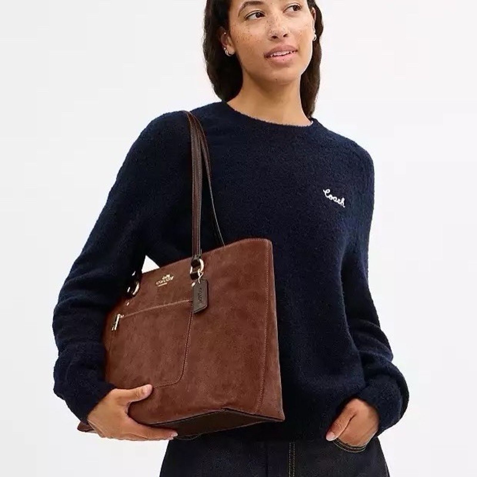 Coach NWT COACH CCC77 Station Tote Bag suede/Im/Vintage Brown Size ONE SIZE - 3 Thumbnail