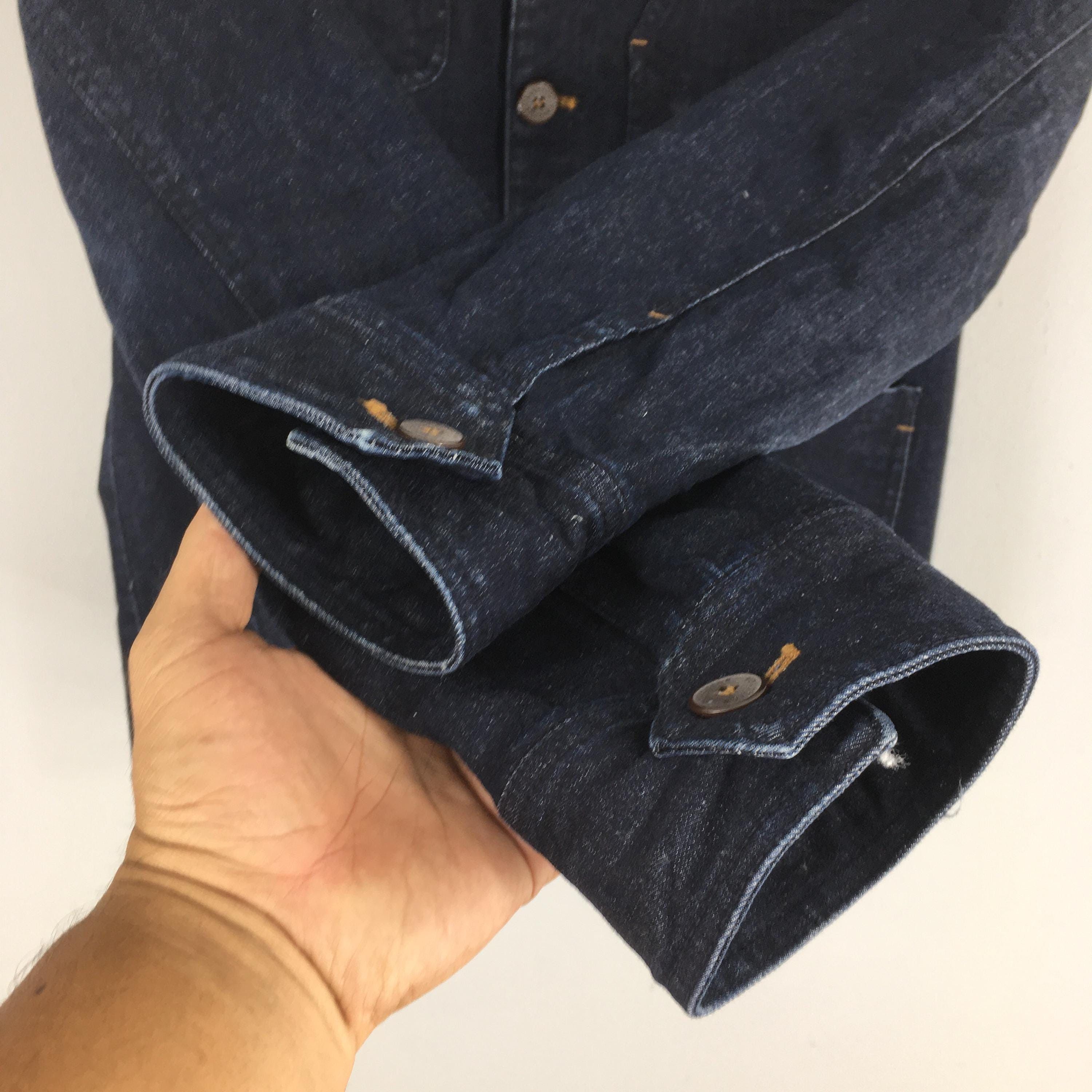 Le Mont Saint Michel 90s Indigo Blue Denim Workers Barn Field Jacket Large Size US L / EU 52-54 / 3 - 5 Thumbnail