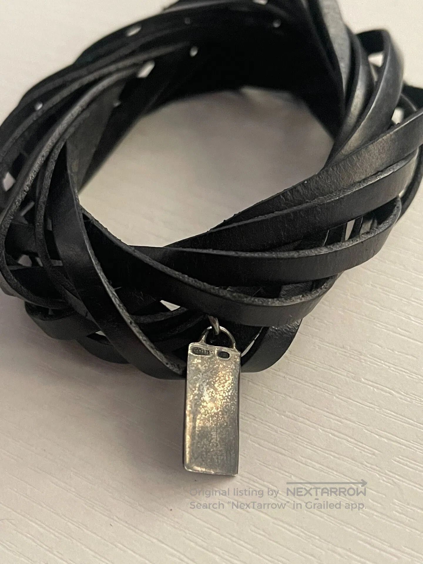 Maison Margiela Maison Martin Margiela Leather Bracelet with Silver Tag. Size ONE SIZE - 7 Thumbnail