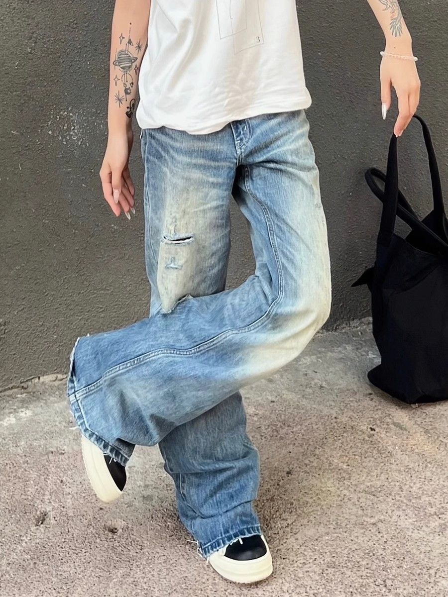Japanese Brand Retro loose ripped micro flared jeans Size US 32 / EU 48 - 2 Thumbnail