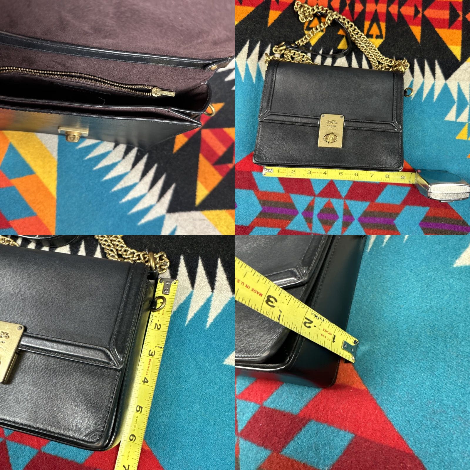Coach Coach Hutton 88342 Chain Shoulder Bag Brass Black Leather Size ONE SIZE - 9 Thumbnail