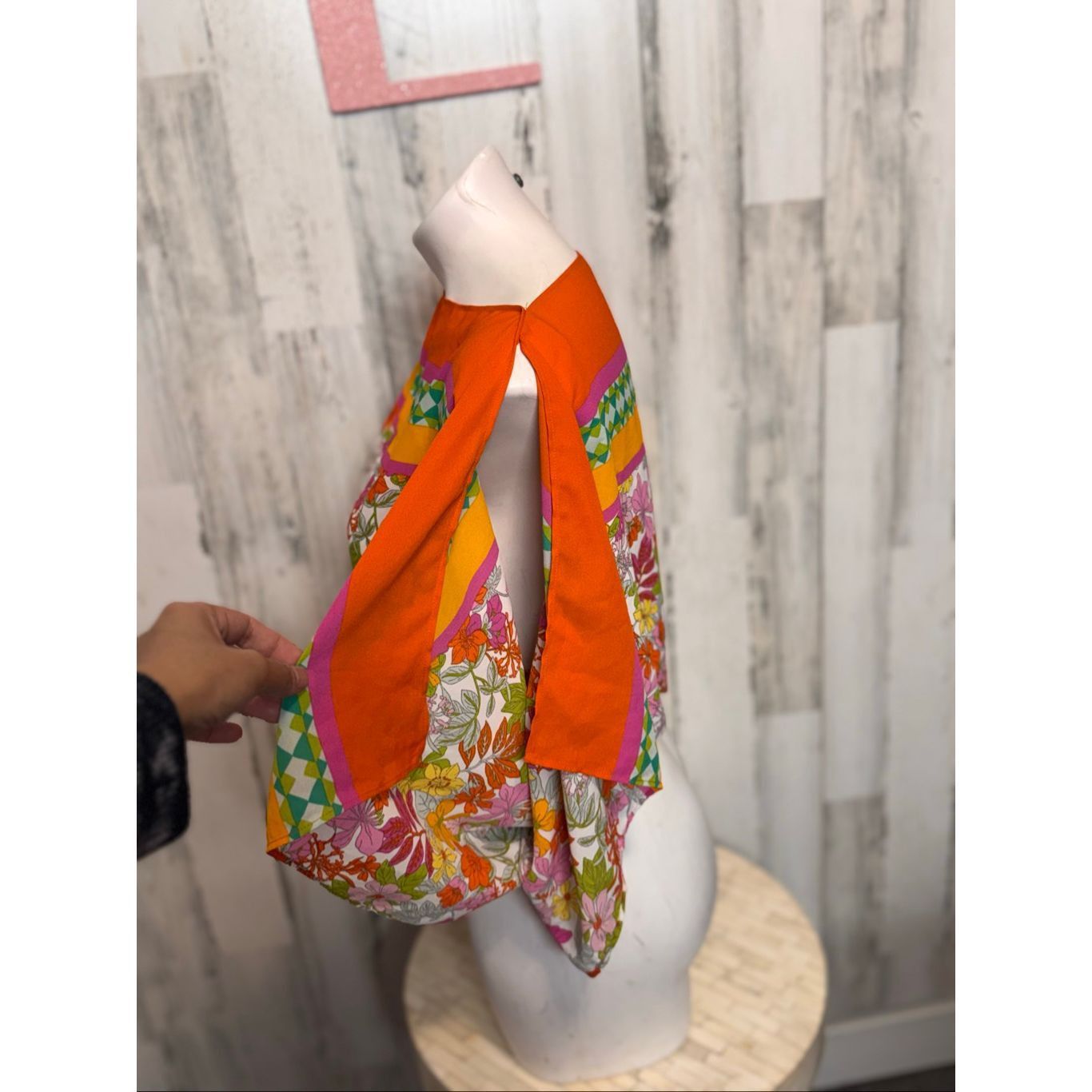 Other Floral & Ivy Bright Retro Floral Top | Orange Multicolor Balloon Sleeve Blouse – Size Large Size L / US 10 / IT 46 - 8 Thumbnail