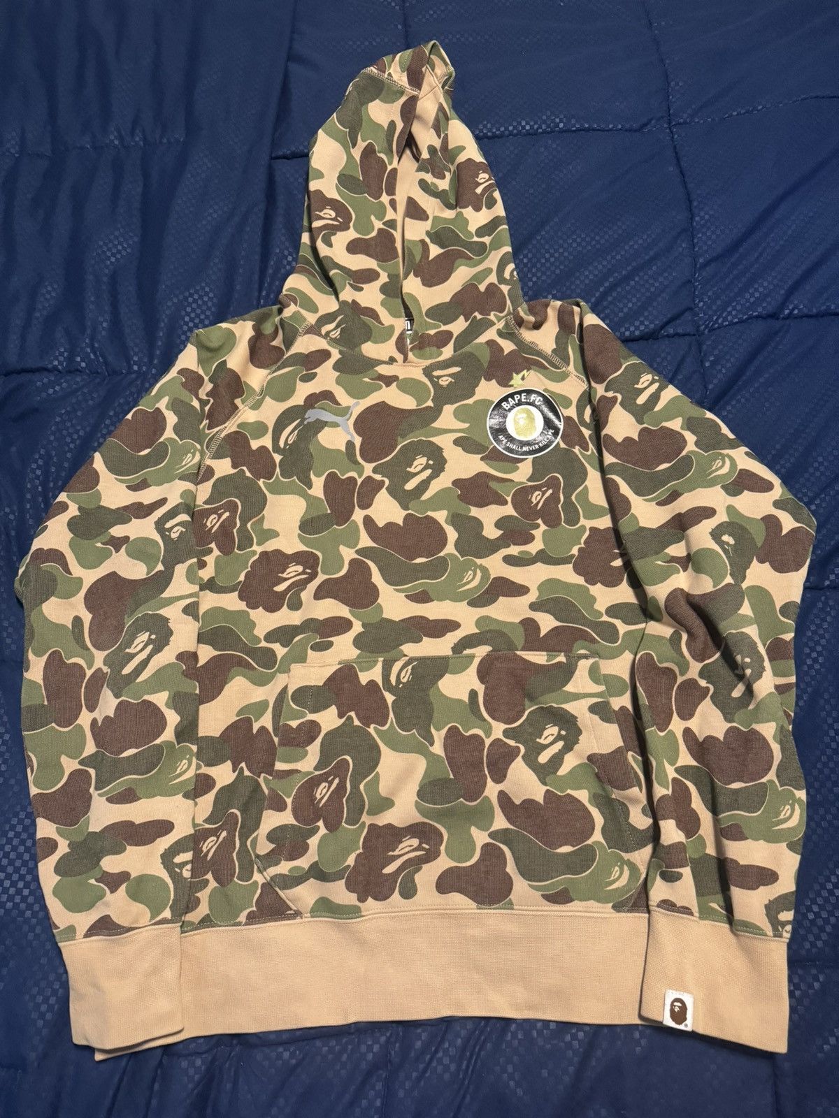 image of Bape Fc Puma Hoodie in Camo, Men's (Size Medium)