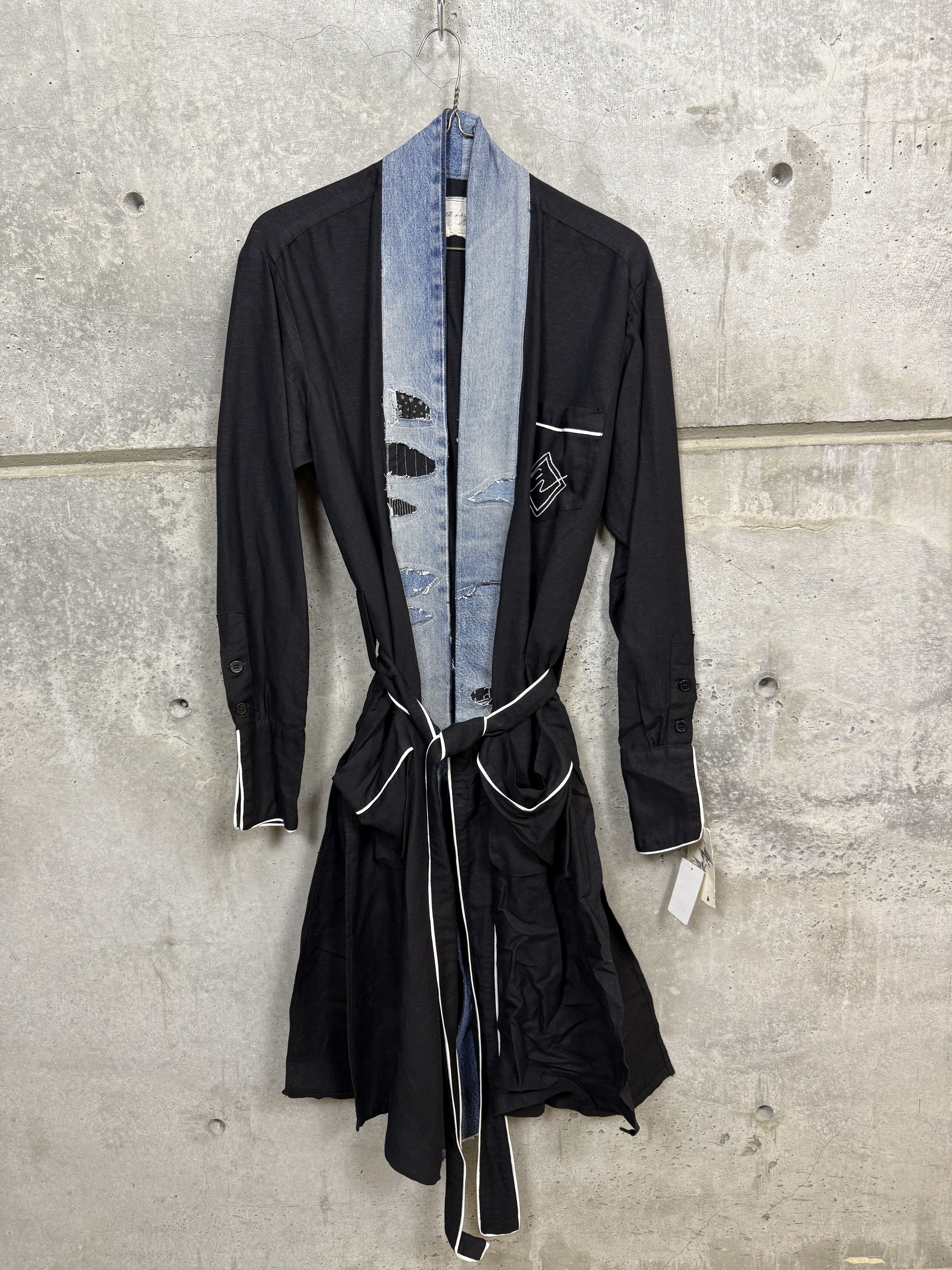 Greg Lauren $1995 Greg Lauren Black Linen Robe GL1 Size US L / EU 52-54 / 3 - 8 Thumbnail