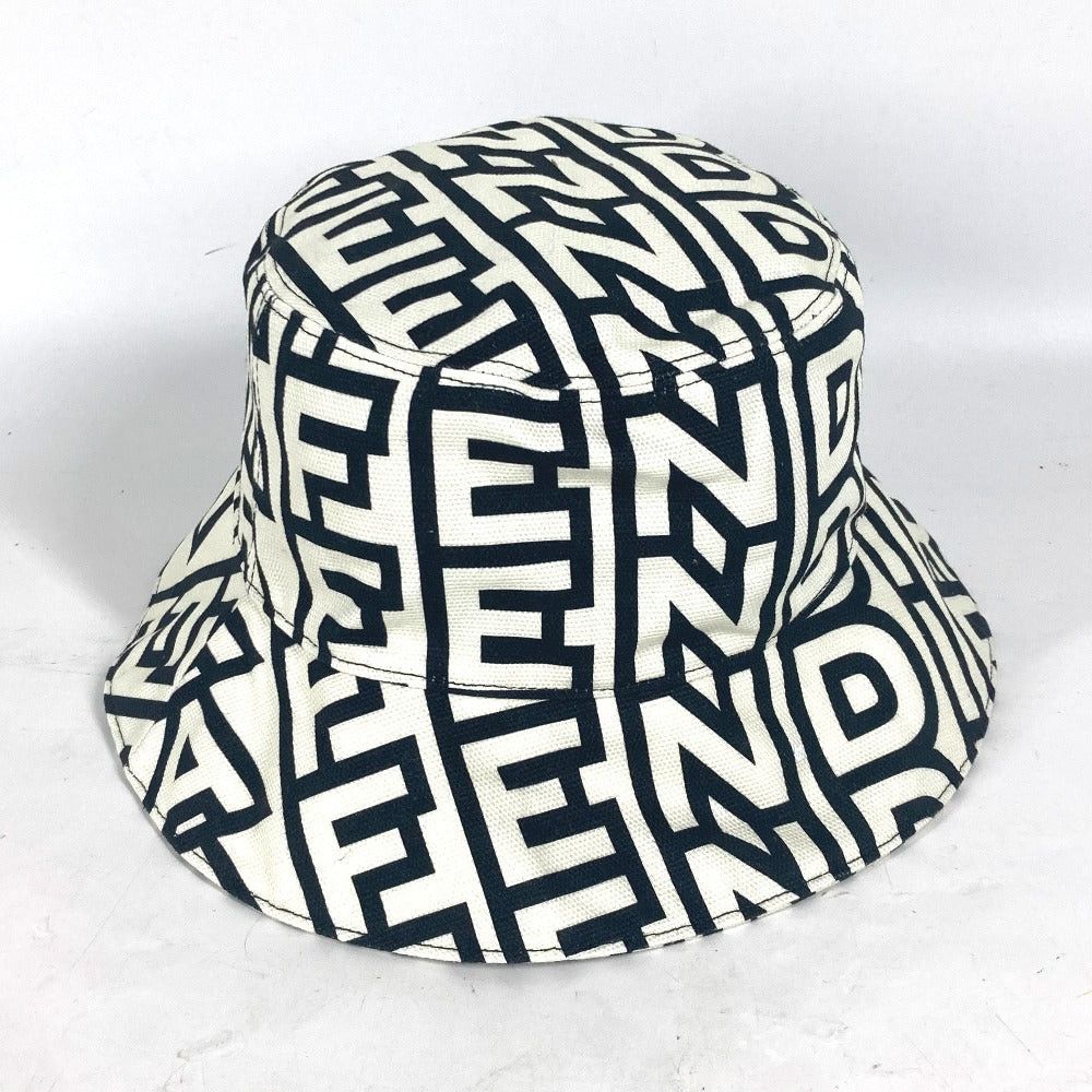 Fendi Fendi Fxq910 Marc Jacobs Collaboration Logo Patterned All Over Hat Chapeau Bucket Bob Cotton Unisex White Size ONE SIZE - 1 Thumbnail