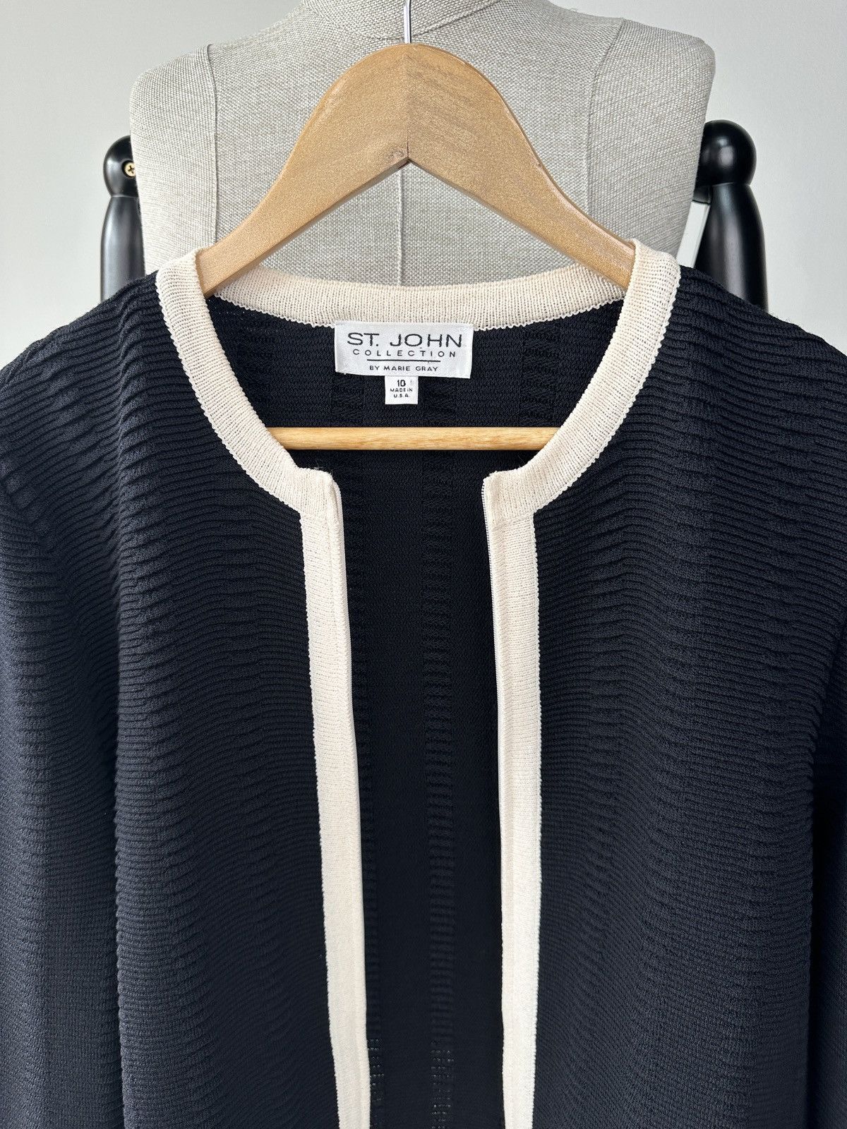 St. John ST.JOHN Collection Knit Zip Blazer Jacket Navy 3/4 Sleeve Size L / US 10 / IT 46 - 7 Thumbnail