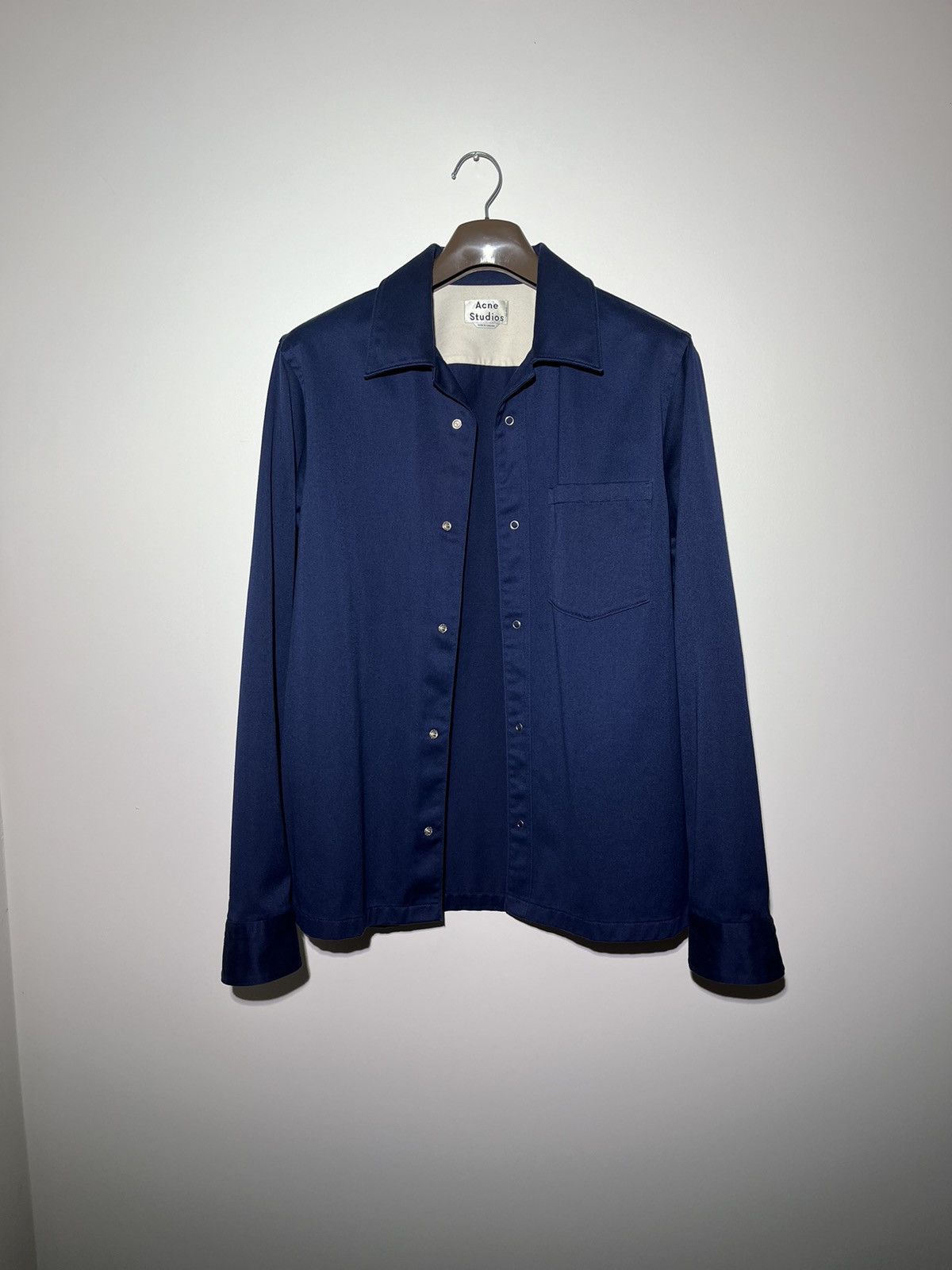 image of Acne Studios Brushed Twill Overshirt Size 50 in Mineral Blue, Men's