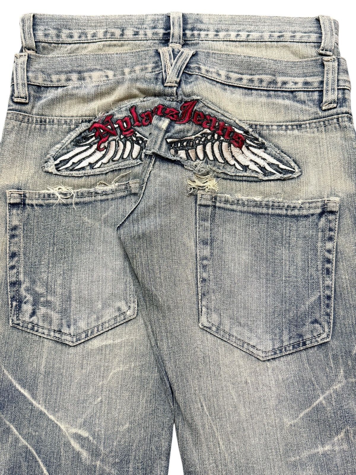 If Six Was Nine Vintage Japan Nylaus Faded Lighting Thunder Wash Wide Leg Size US 31 - 6 Thumbnail