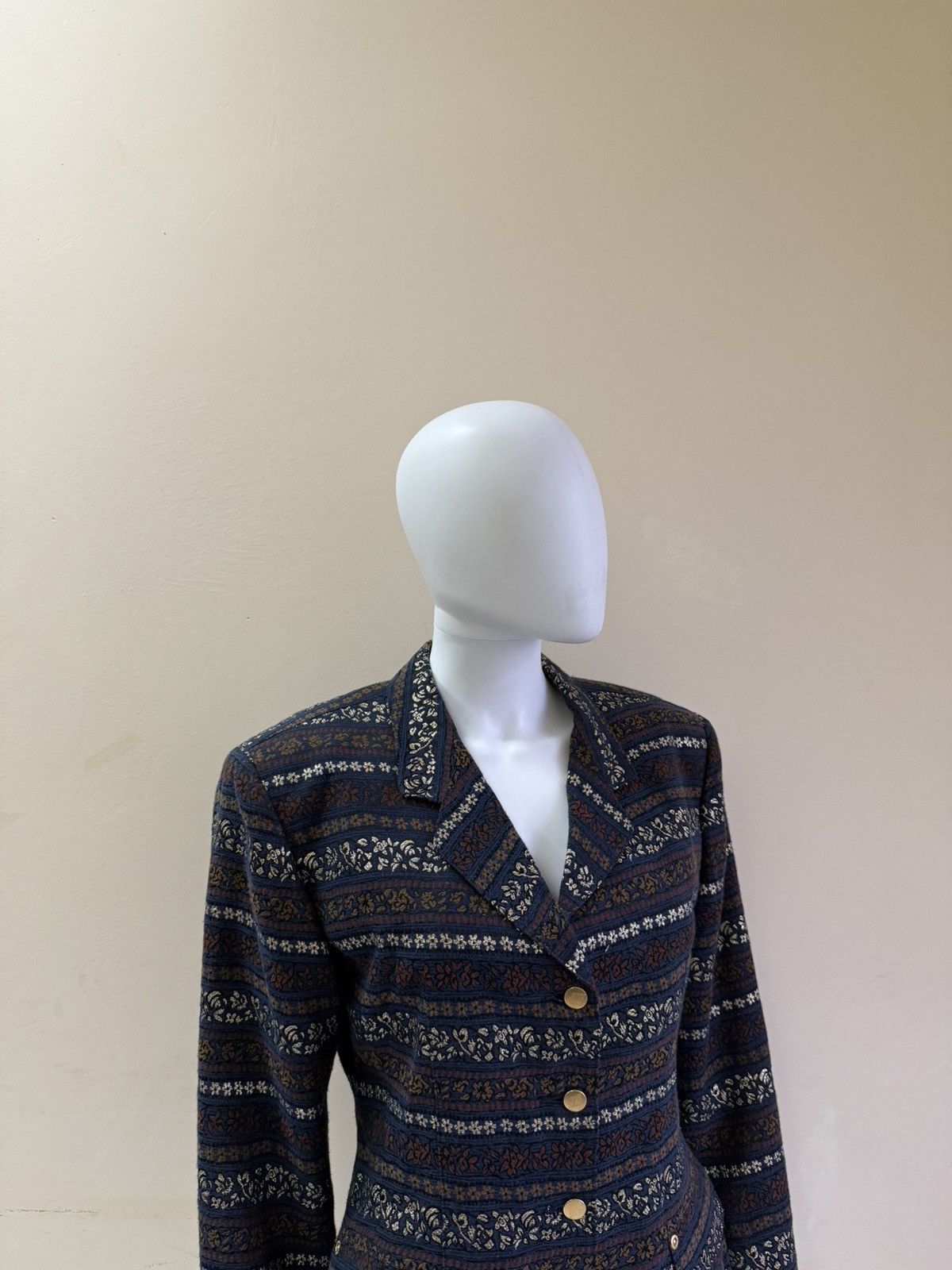 Jean Paul Gaultier Vintage 1990s Junior Gaultier Striped Floral Blazer Jacket Size L / US 10 / IT 46 - 7 Thumbnail