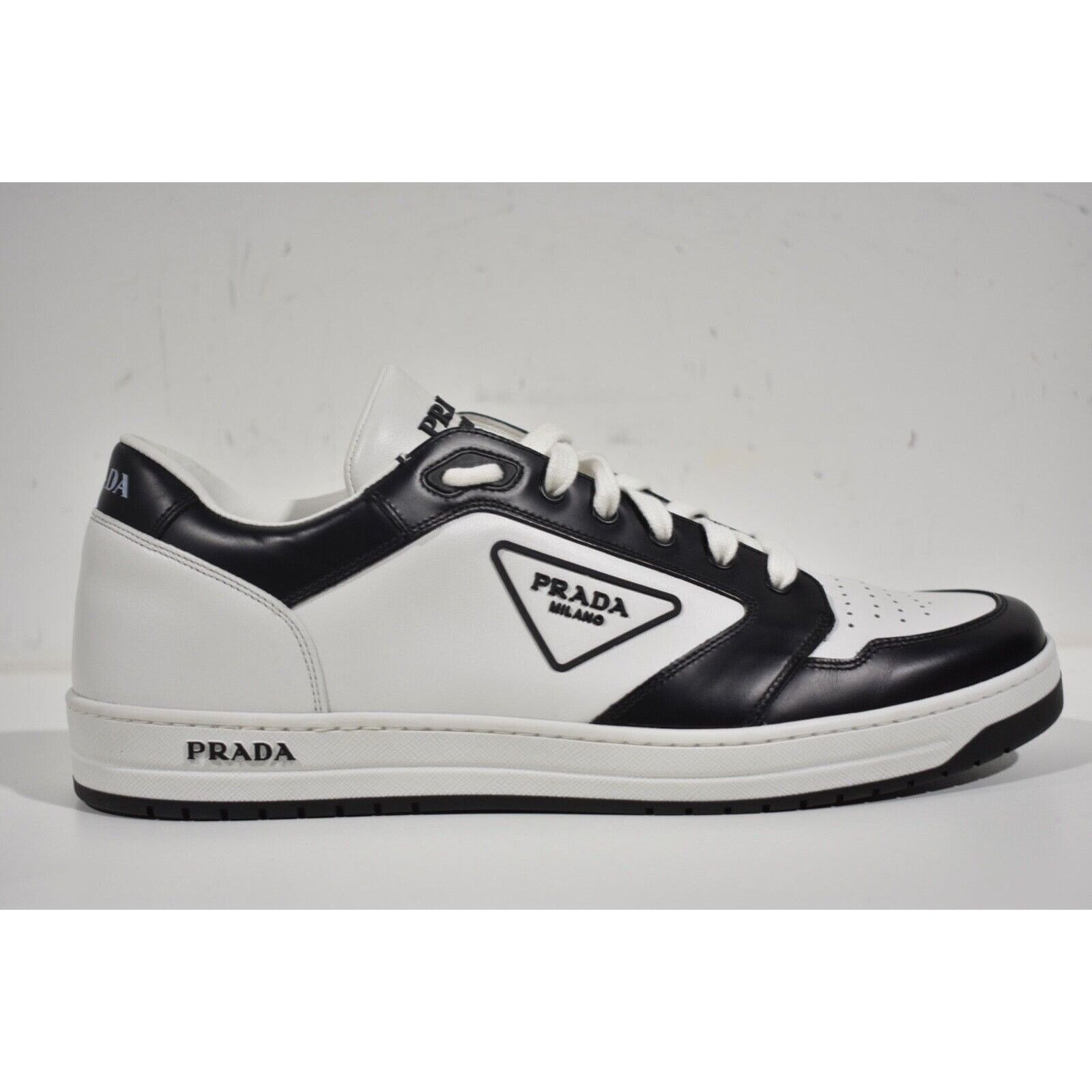Prada Prada District Leather White Black Flat Low Top Sneaker Size US 8 / EU 41 - 2 Thumbnail
