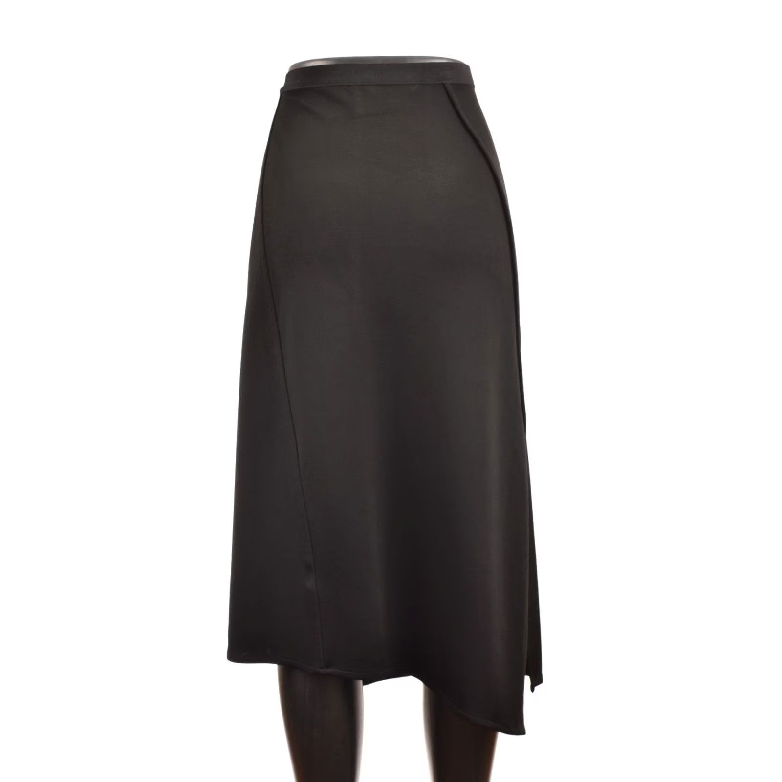 Helmut Lang Helmut Lang Skirt Women S Black Midi A-Line Asymmetric Crepe Staggered Seam H07HW301 Size 28" / US 6 / IT 42 - 3 Thumbnail
