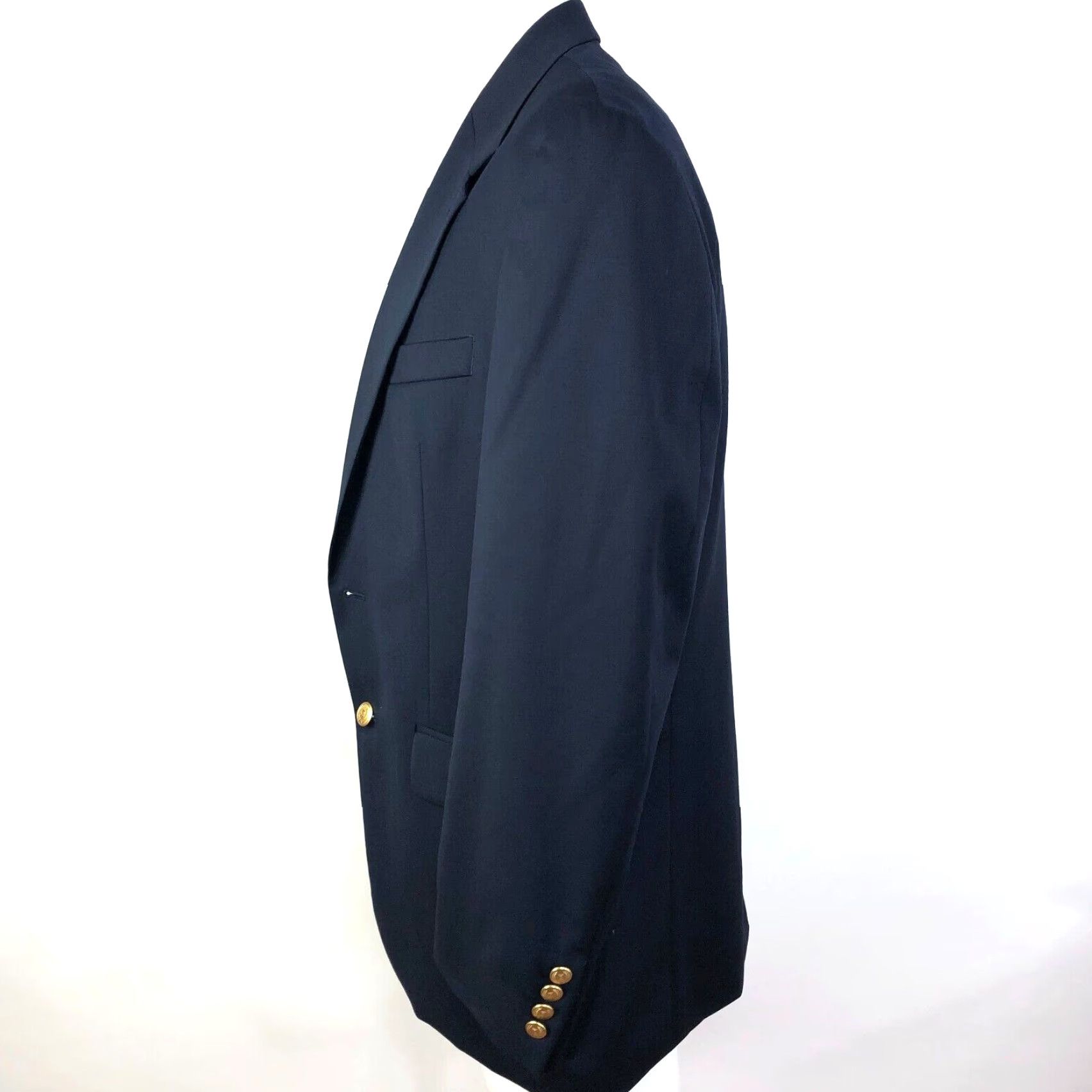 Ralph Lauren Lauren Ralph Lauren Sport Coat Blue 40R Two Button Wool Notch Lapel Men Jacket Blazer Gold Buttons Vintage No Size 40R - 3 Thumbnail