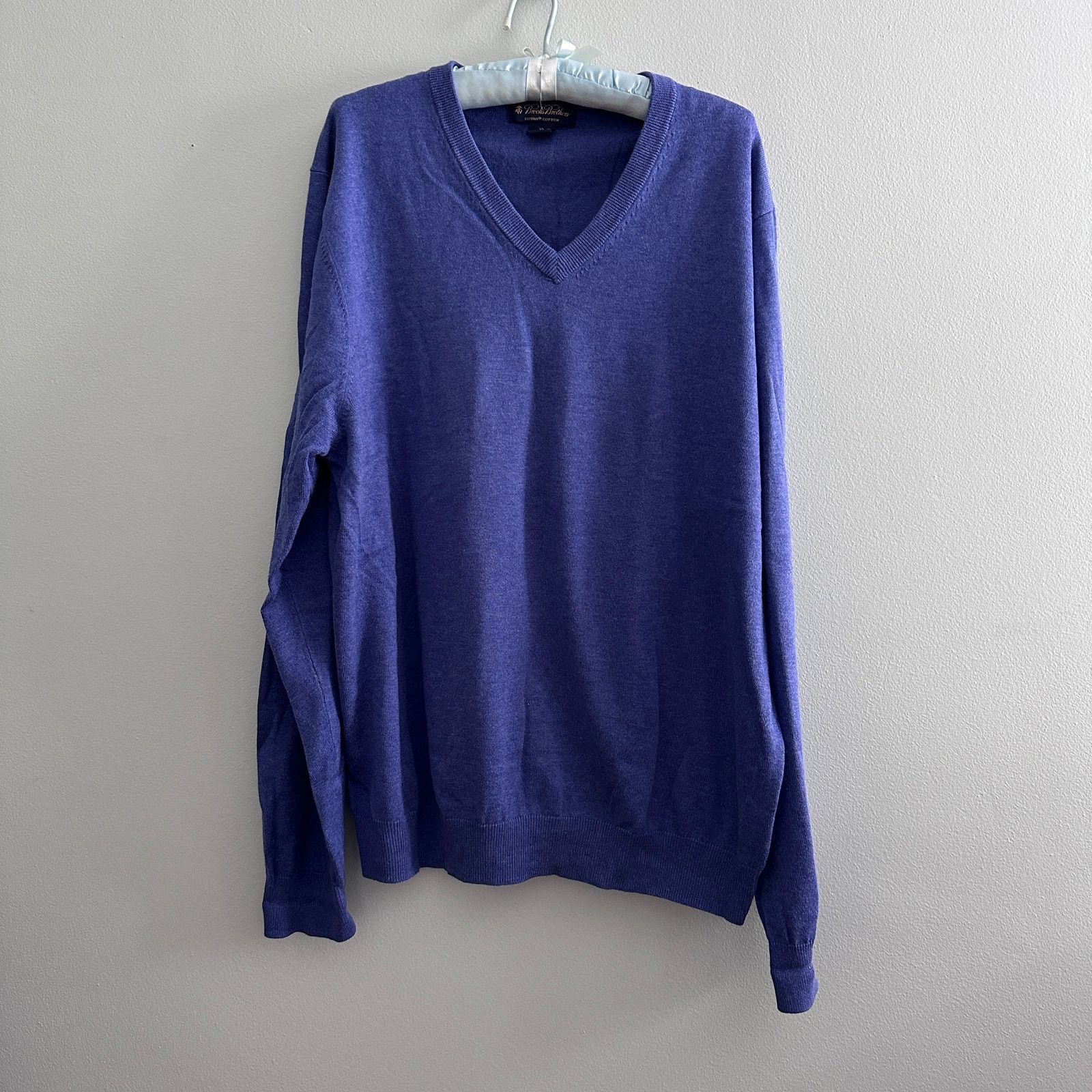 Brooks Brothers Brooks Brothers purple supima cotton vneck sweater Size US XL / EU 56 / 4 - 2 Thumbnail