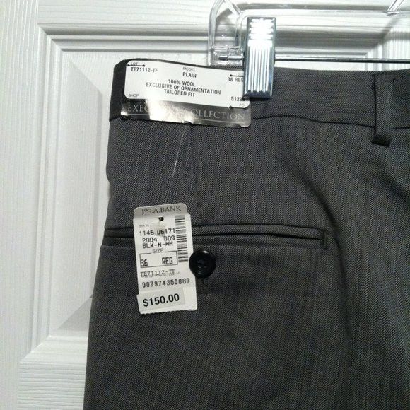 Jos. A. Bank JOS.A.BANK MEN'S NEW 100%WOOL DRESS PANTS SIZE: 36/UNHEMMED Size 36R - 5 Thumbnail