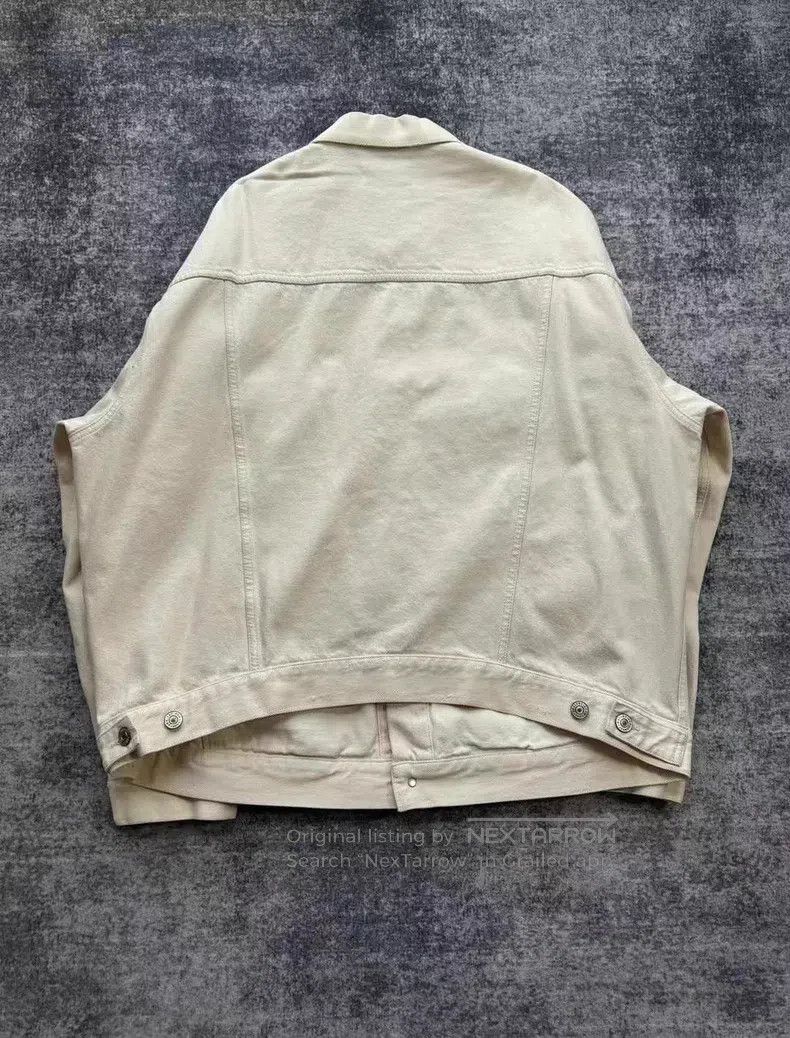 Balenciaga Balenciaga Beige Destroyed Denim Jacket Size US M / EU 48-50 / 2 - 2 Thumbnail