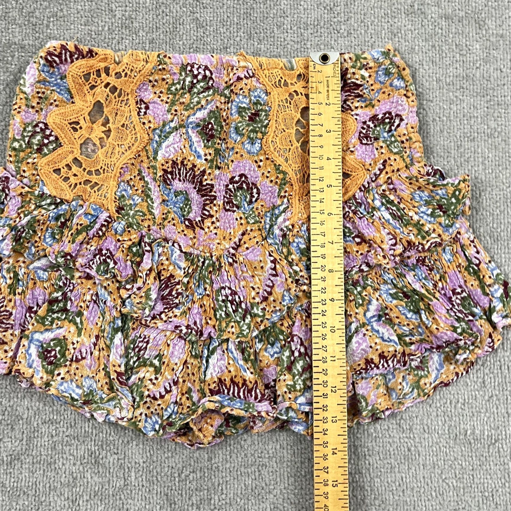 Free People Free People FP One Skort Womens S Multicolor Floral Lace Inset Tiered Ruffle Boho Mini Casual Size 28" / US 6 / IT 42 - 3 Thumbnail