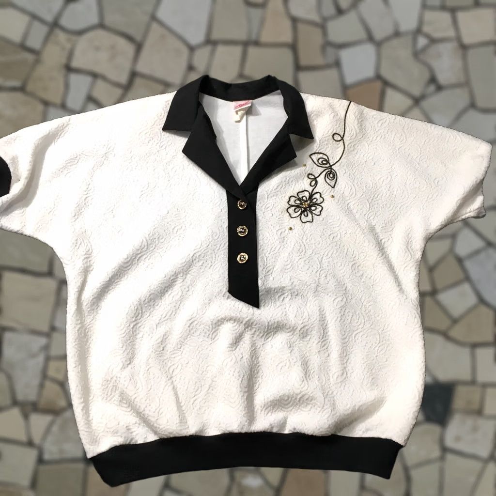 GRAFF Vintage GW Division of Graff 80s embroidered collared Size L / US 10 / IT 46 - 1 Thumbnail