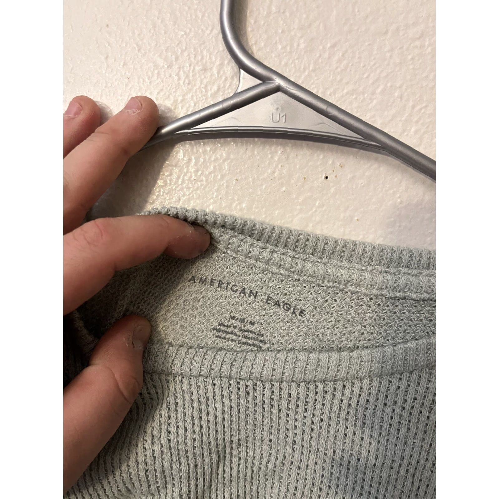 American Eagle Outfitters American Eagle Gray Short Sleeve Top Waffle Texture Size Medium Size M / US 6-8 / IT 42-44 - 2 Thumbnail