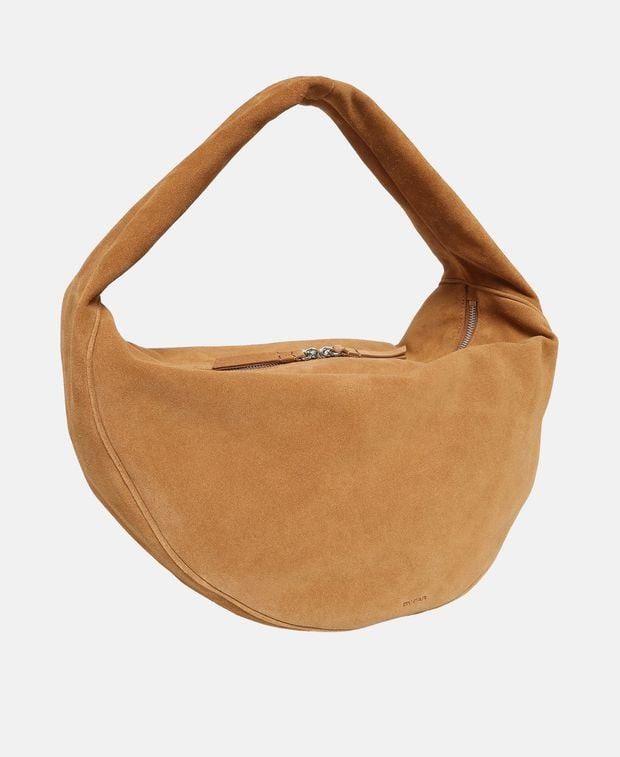 Leather Shoulder Bag Maxi Cush in Beige, Women's