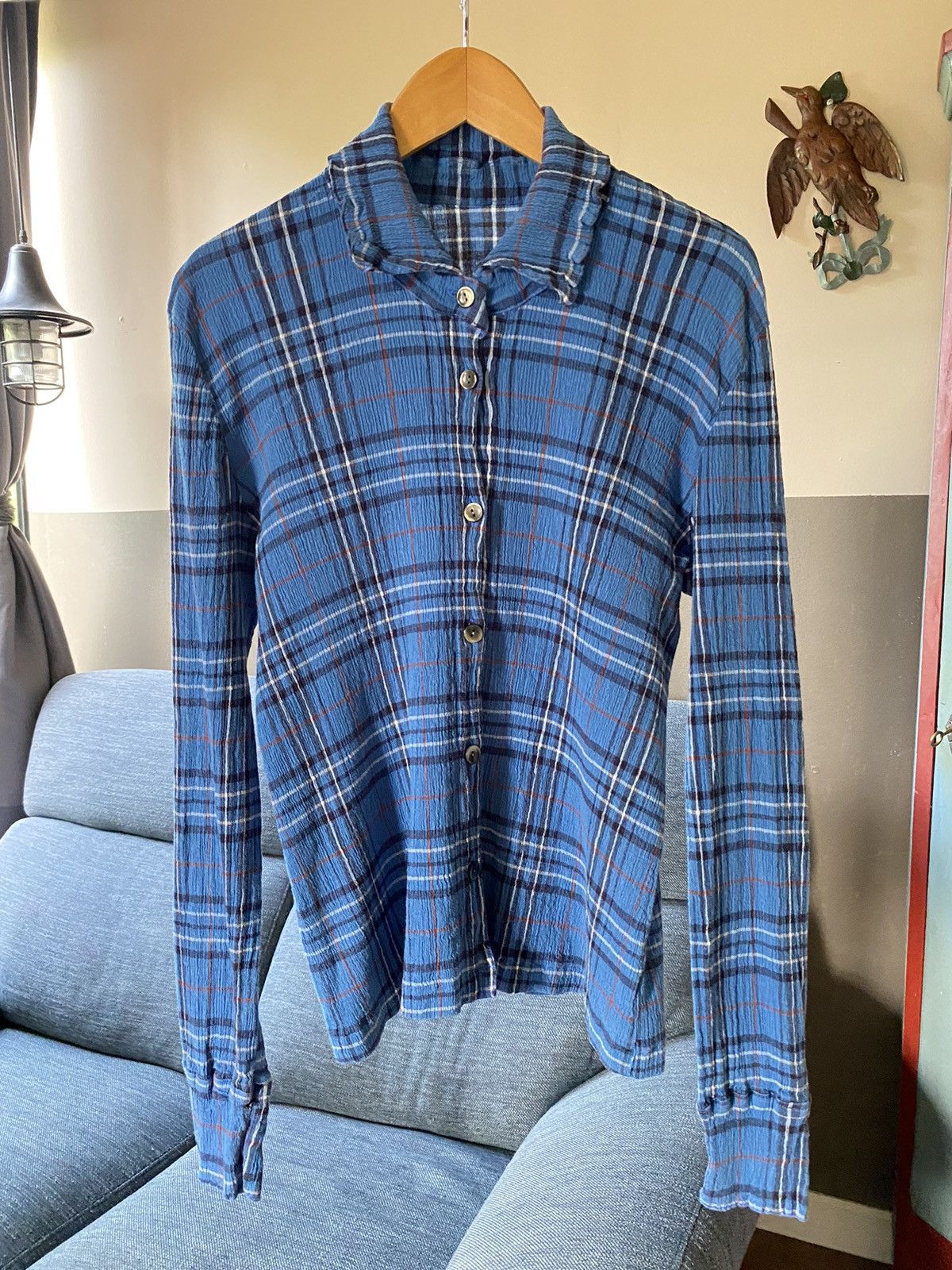 Tsumori Chisato TSUMORI CHISATO Blue Plaid Button Pleated Shirt Size M / US 6-8 / IT 42-44 - 1 Thumbnail