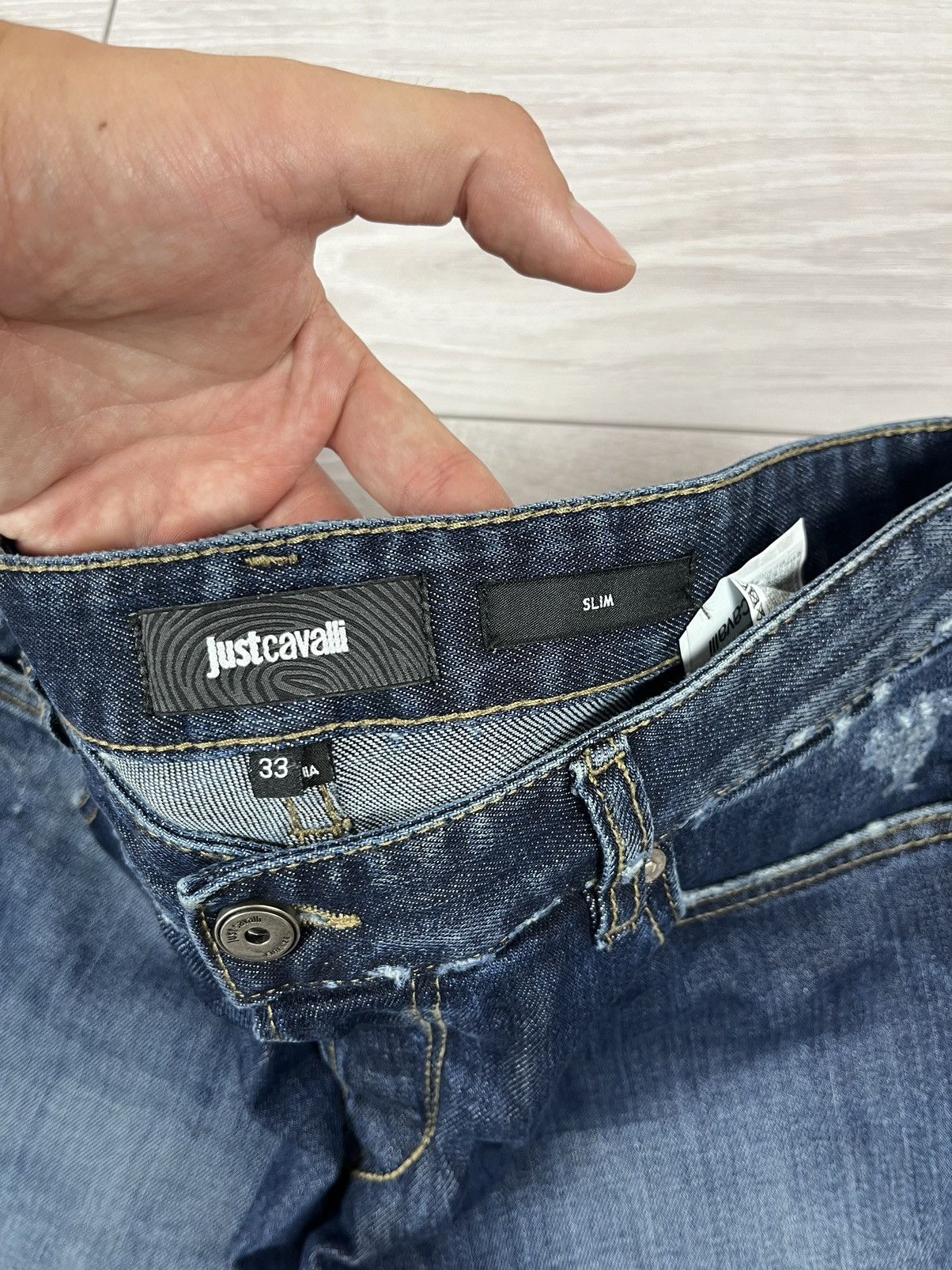 Just Cavalli Just Cavalli Italy Blue Denim Distressed Slim Jeans Pants Size US 34 / EU 50 - 10 Thumbnail