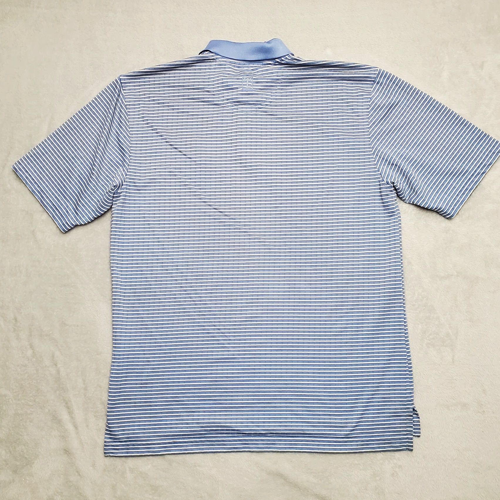 Vintage Tehama Shirt Mens L Blue Striped 100% Polyester Casual Performance Golf Polo Knit Button Collared Short Sleeve Mens Clothing Size US L / EU 52-54 / 3 - 5 Thumbnail