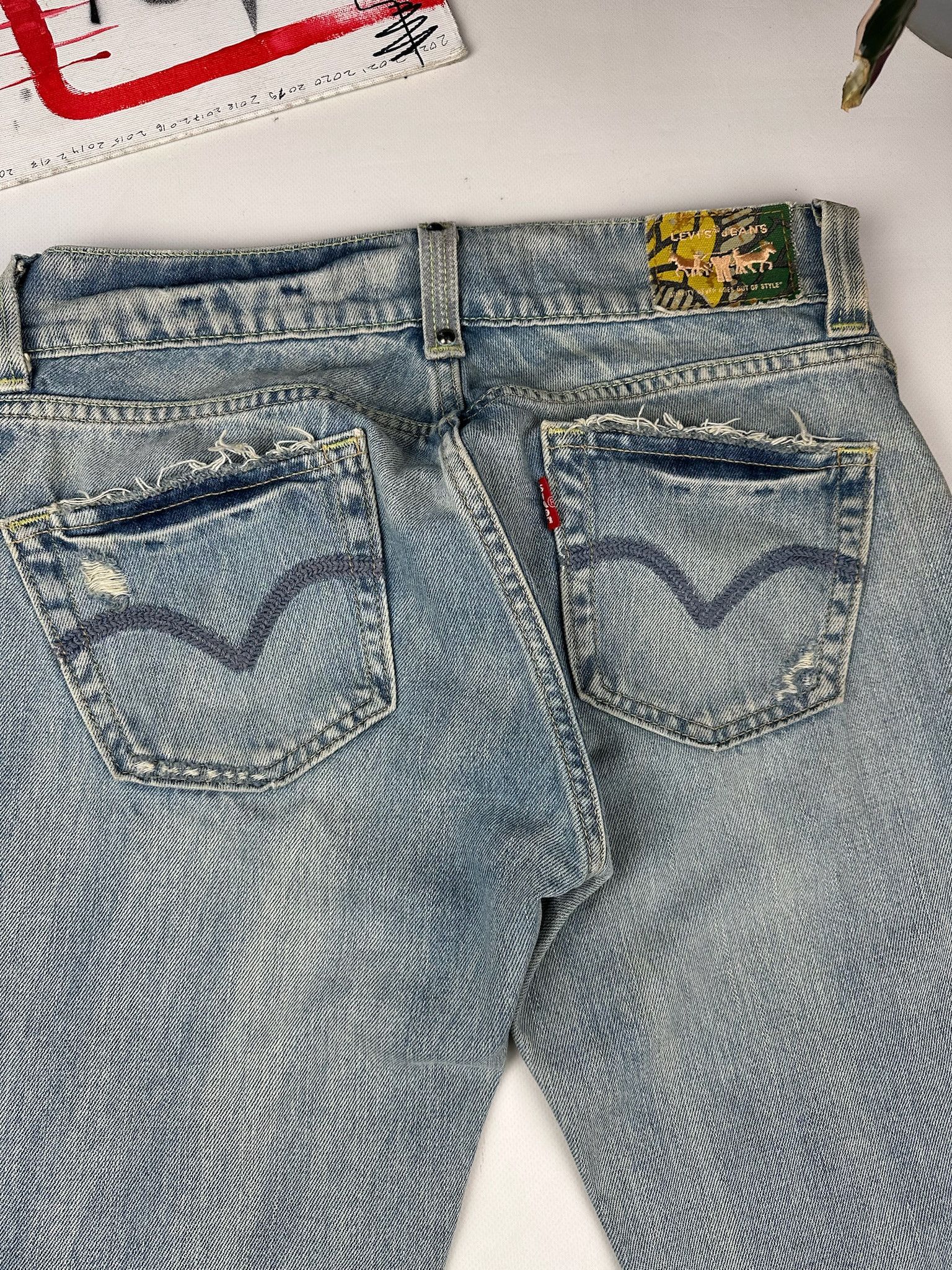 Levi's Levi’s Slouch Flare Light Wash Denim Patchwork Jeans Size US 32 / EU 48 - 11 Thumbnail