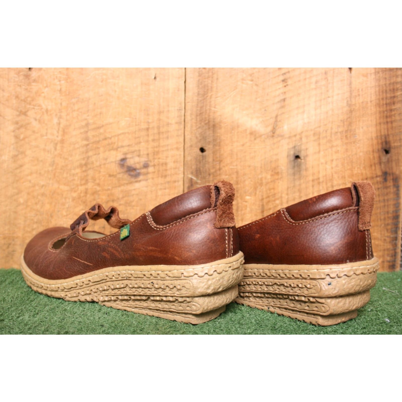 Vintage VINTAGE EL NATURALISTA N920 Emmy Recyclus Brown Leather Mary Jane Wedge EUR 40 ≈ US 9 Women Shoes MB? Size US 9 / IT 39 - 3 Thumbnail