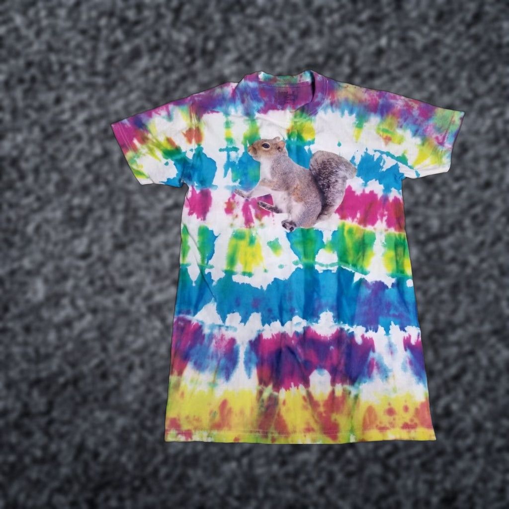 Hanes VINTAGE Mens S Rainbow Tie Dye Squirrel Funny Graphic Tee T-Shirt Size US S / EU 44-46 / 1 - 1 Thumbnail