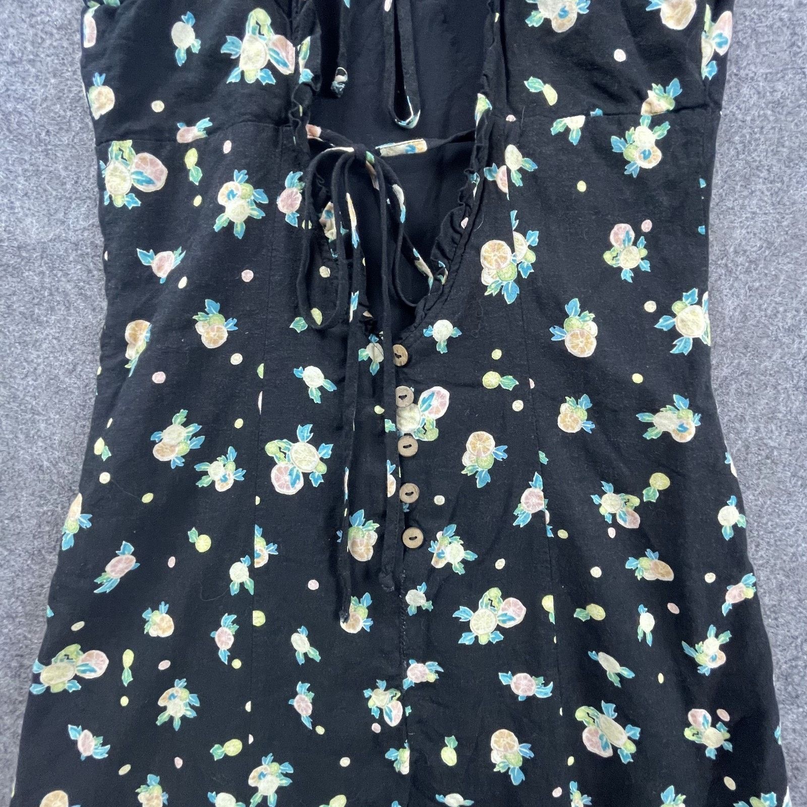 Free People Free People Dress M Black Ruffle Tie Back Picnic Summer Boho Size M / US 6-8 / IT 42-44 - 3 Thumbnail