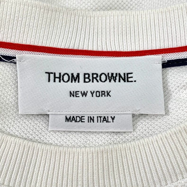 Thom Browne Thom Browne White striped sleeve-labeled cotton round-neck Size US L / EU 52-54 / 3 - 5 Thumbnail