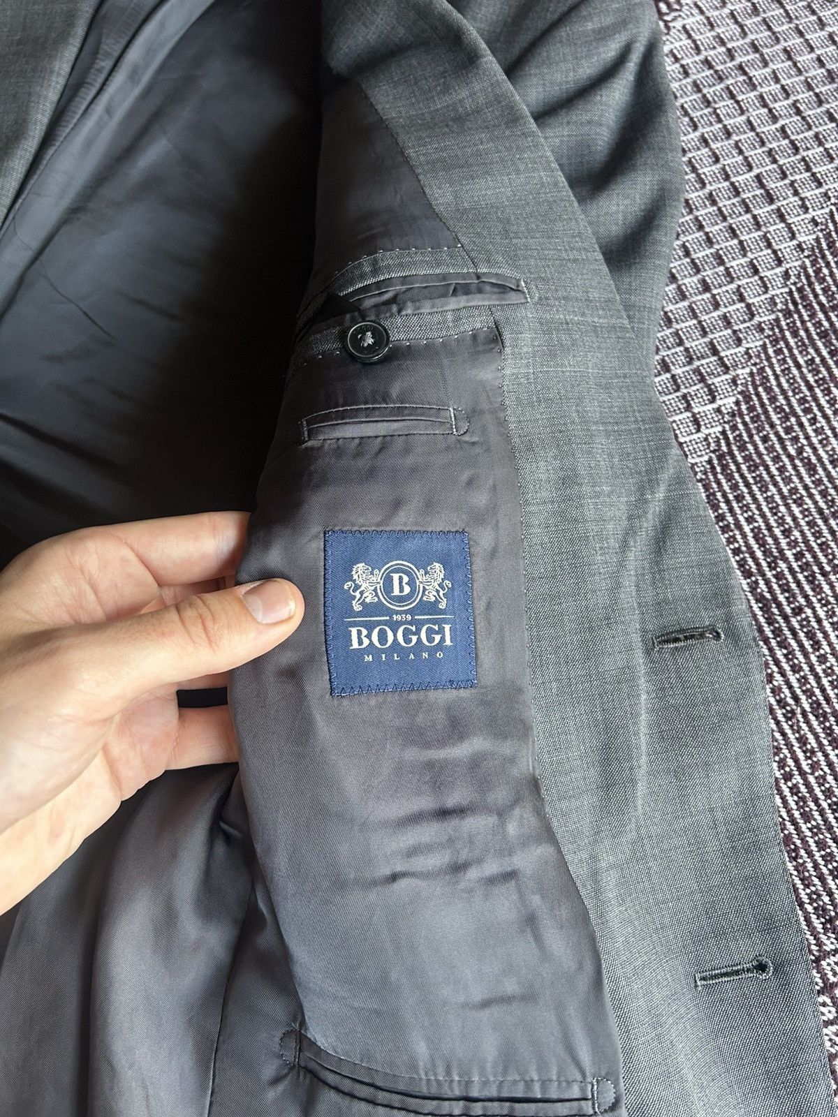 Boggi × Designer Boggi Milano Luxury Blazer Mens Grey Pure Wool 120’S Size 48 Size 48R - 6 Thumbnail