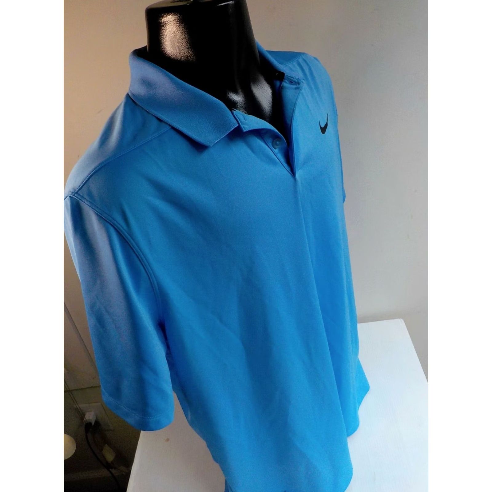 Nike Nike Golf Dri-Fit Polo Shirt XL Blue with Black Swoosh Chest Mens Short Sleeve Polyester Polo Shirt Size US XL / EU 56 / 4 - 3 Thumbnail