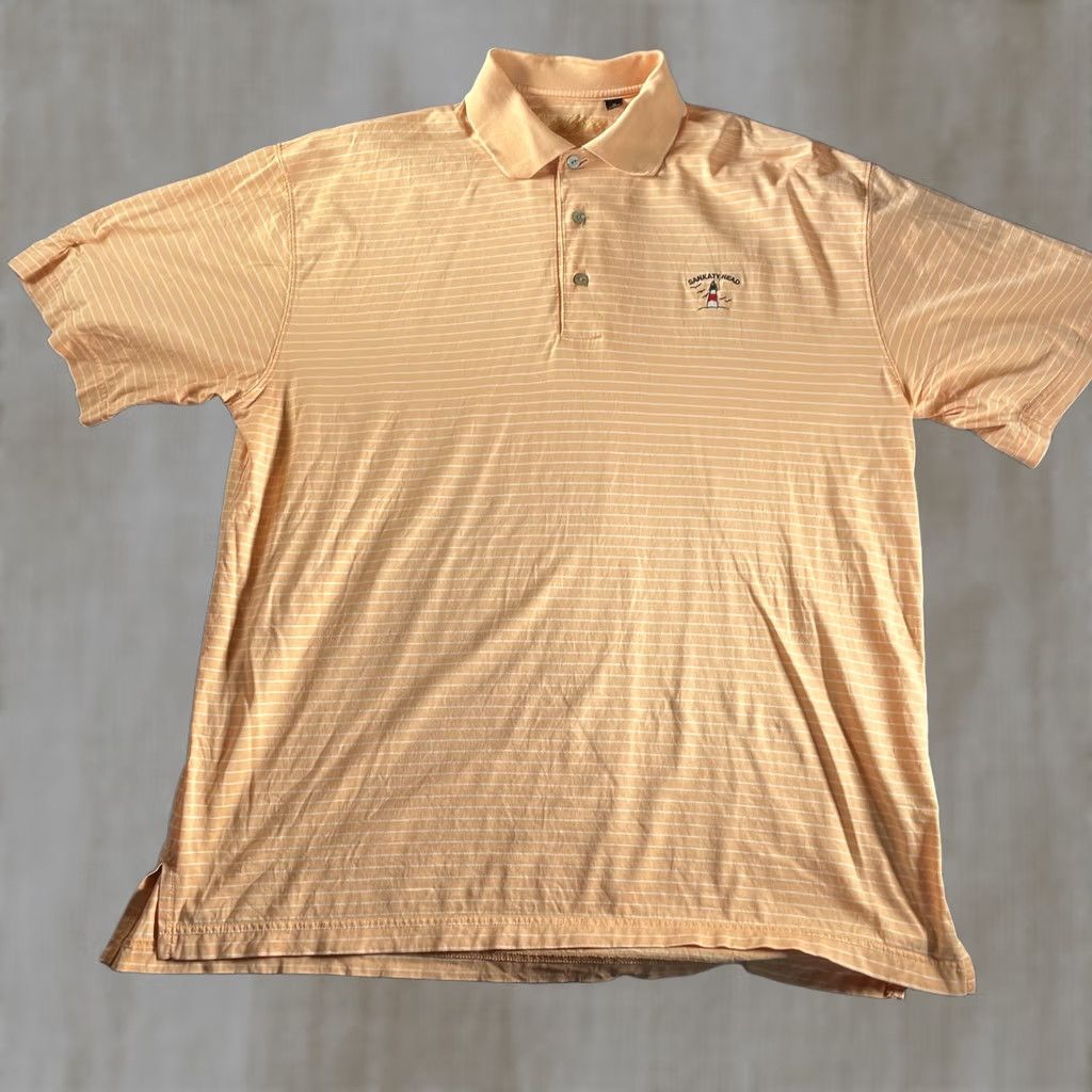 Vintage Ben Hogan Polo Shirt Mens M Peach Striped Sankaty Head Lighthouse Golf Shirt Size US M / EU 48-50 / 2 - 1 Thumbnail