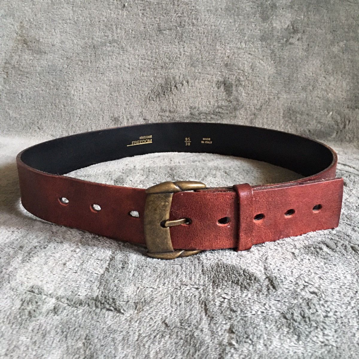 Roberto Cavalli Roberto Cavalli Burgundy Leather Italy Mens Belt Size 38 Size 38 - 2 Thumbnail