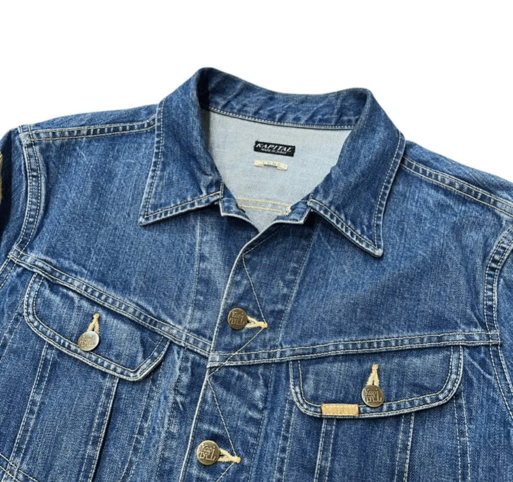 Kapital 14oz Denim Westerner LONG Washed Smiley Logo Denim Jacket Size US M / EU 48-50 / 2 - 3 Thumbnail