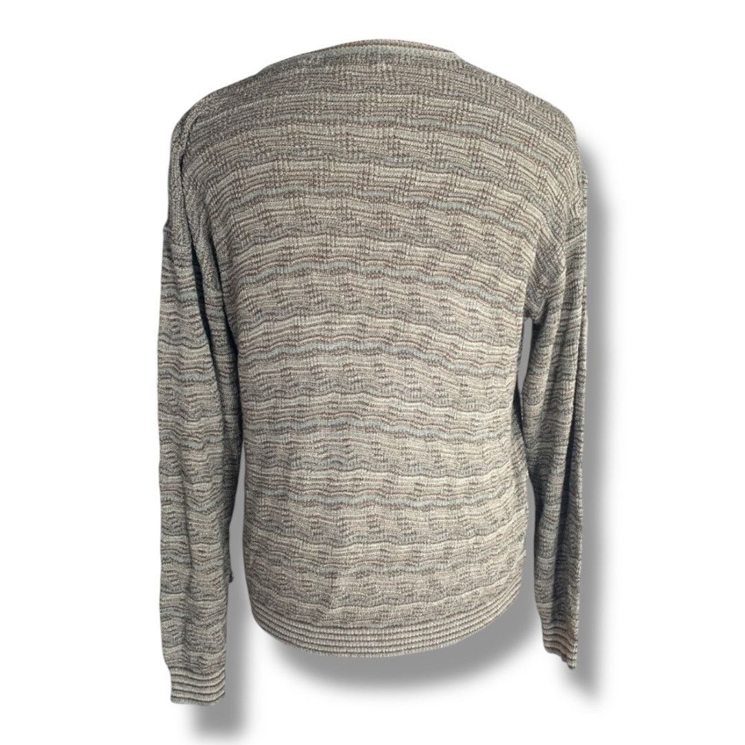 Vintage Vintage 90s Pronto Uomo Sweater Gray Green Wavy Knit Size US L / EU 52-54 / 3 - 7 Thumbnail