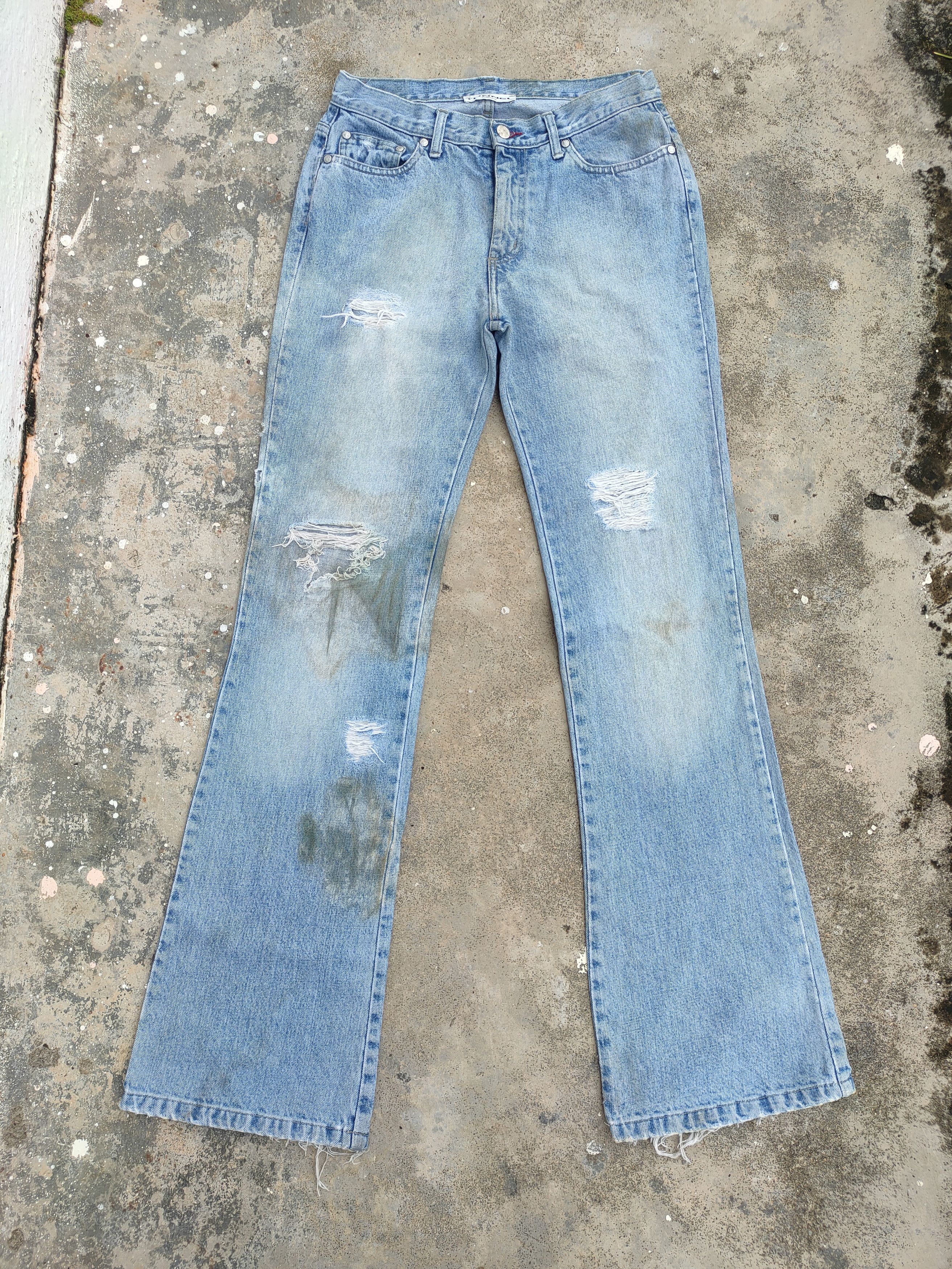Japanese Brand FLARE VINTAGE TUNNEL DISTRESSED FADED JEANS DENIM PANTS Size US 30 / EU 46 - 1 Thumbnail