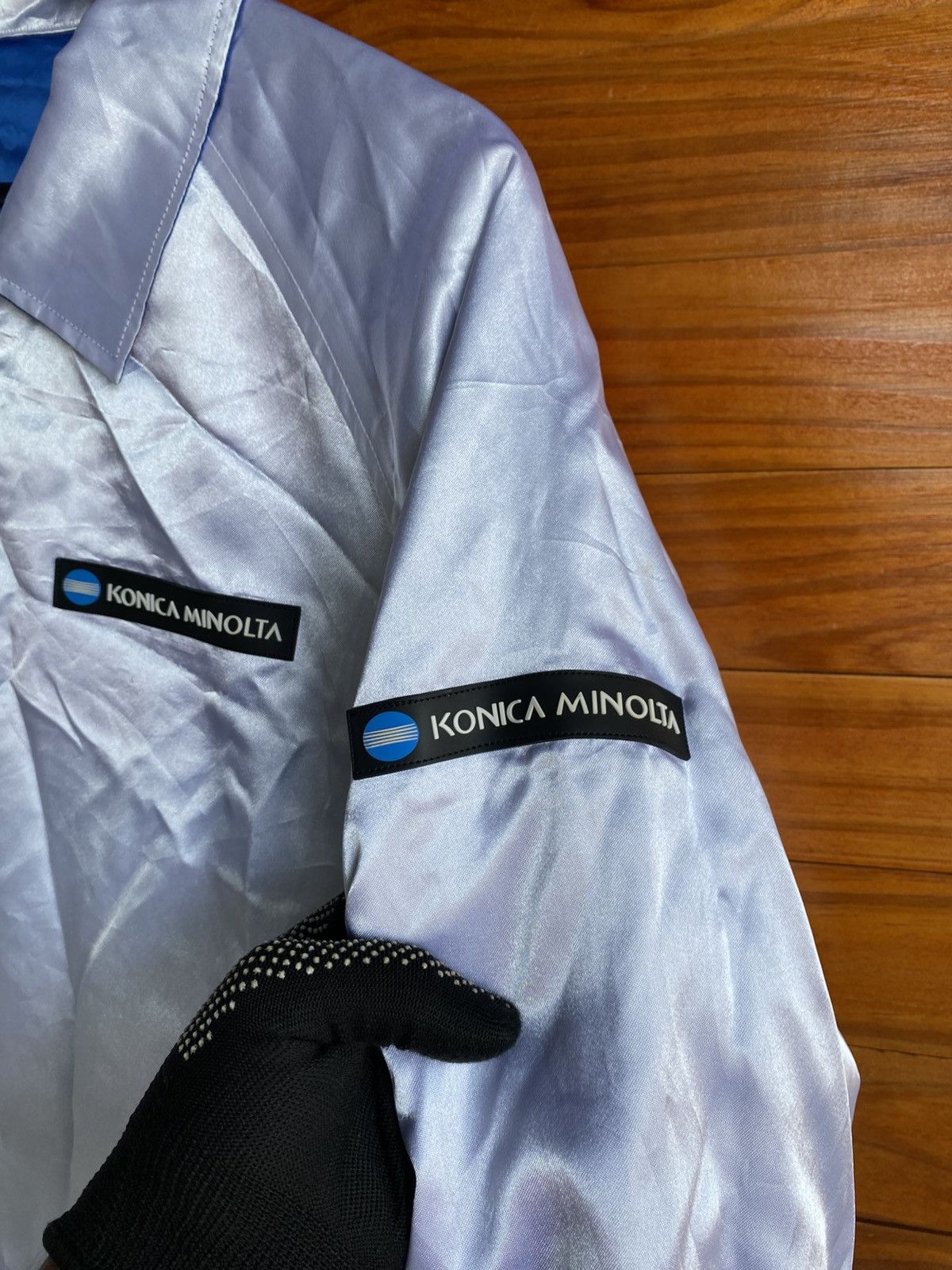 Japanese Brand Vintage Konica Minolta Satin Coach Jacket Blue White Logo Size US L / EU 52-54 / 3 - 17 Thumbnail