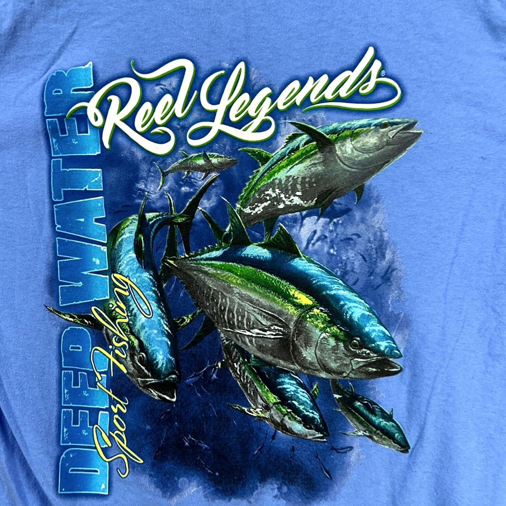 Vintage Reel Legends T-Shirt Crewneck Tee Men Large Blue Graphic Deep Water Short Sleeve Size US L / EU 52-54 / 3 - 5 Thumbnail