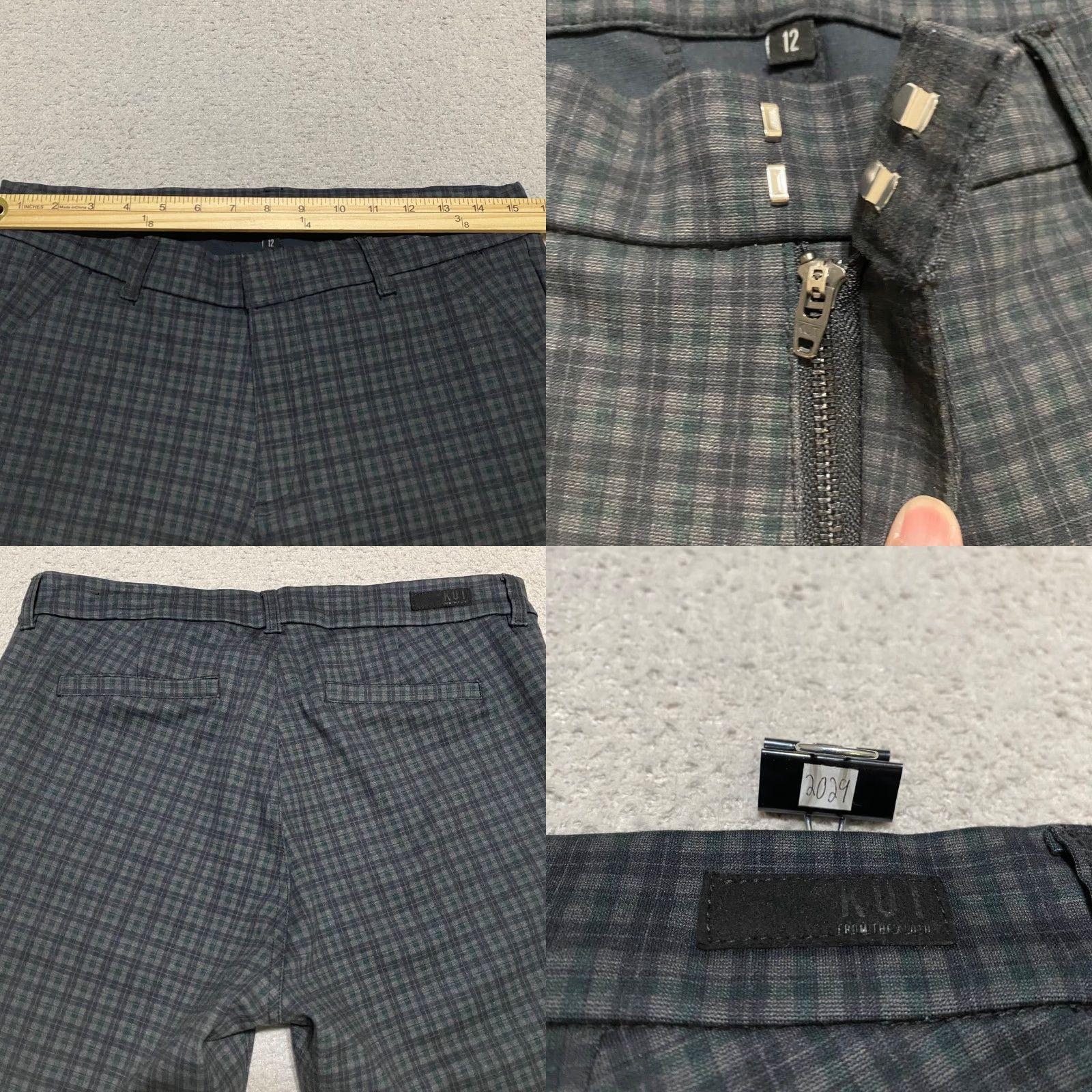 Vintage KUT from the Kloth Womens Pants 12 Gray Plaid Stretch Skinny Mid Rise Chino Womens Size 34" / US 12 / IT 48 - 8 Thumbnail