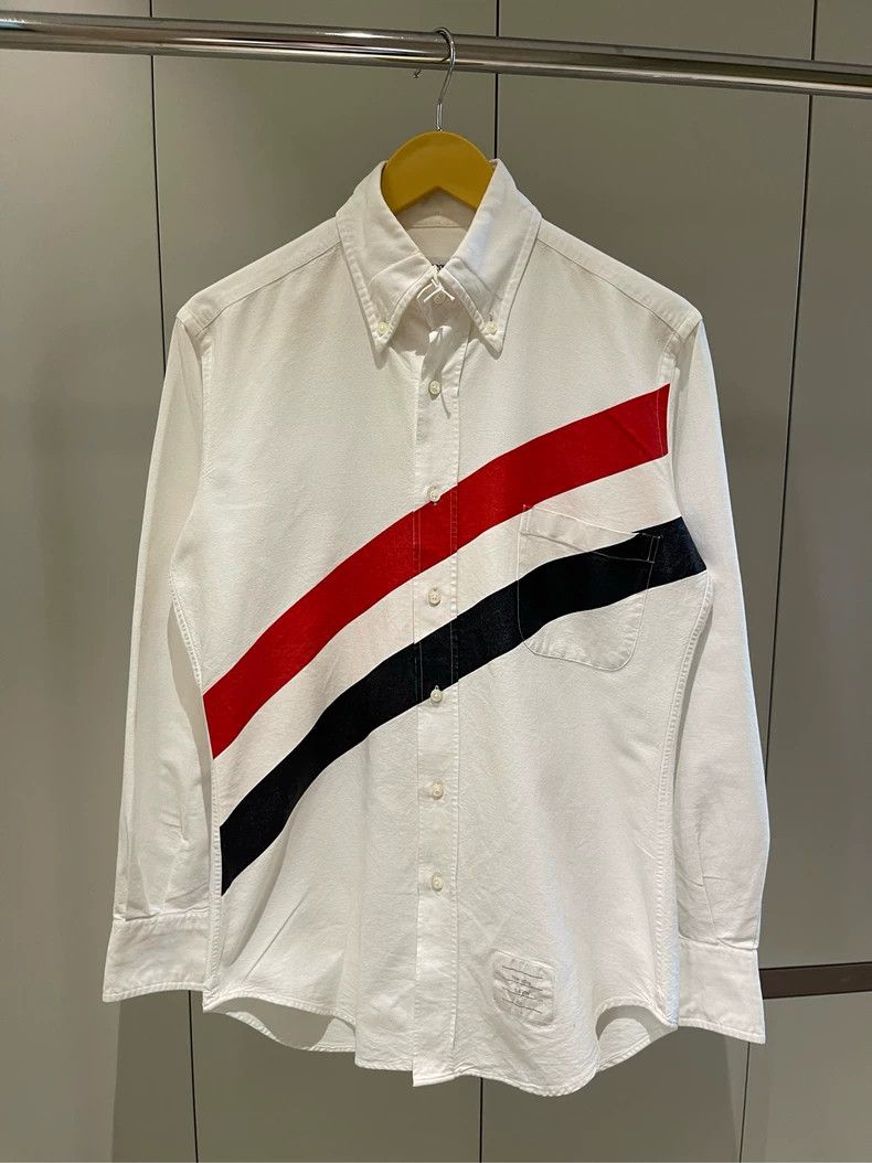 Thom Browne Thom browne White large twill striped shirt 2504-Nextarrow Size US S / EU 44-46 / 1 - 2 Thumbnail