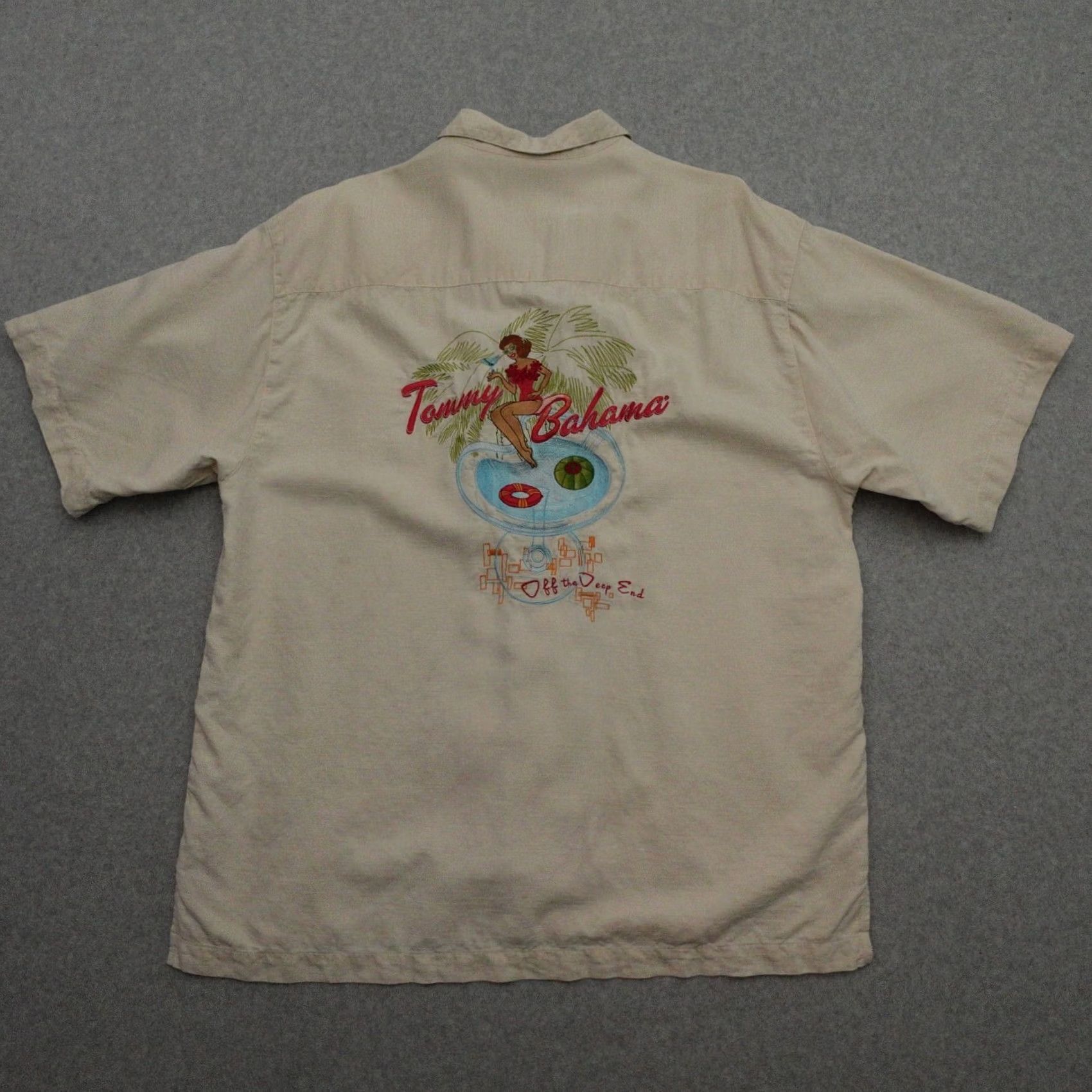 Tommy Bahama TOMMY BAHAMA Shirt Mens XL Beige Silk Hawaiian Camp Off The Deep End 29x23 Size US XL / EU 56 / 4 - 2 Thumbnail