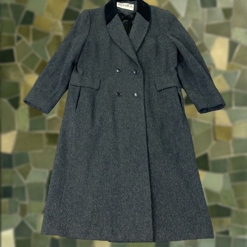 Mackintosh VINTAGE Mackintosh Coat Womens 12 Gray Wool Jacket Lined Velvet Collar Size XL / US 12-14 / IT 48-50 - 1 Thumbnail